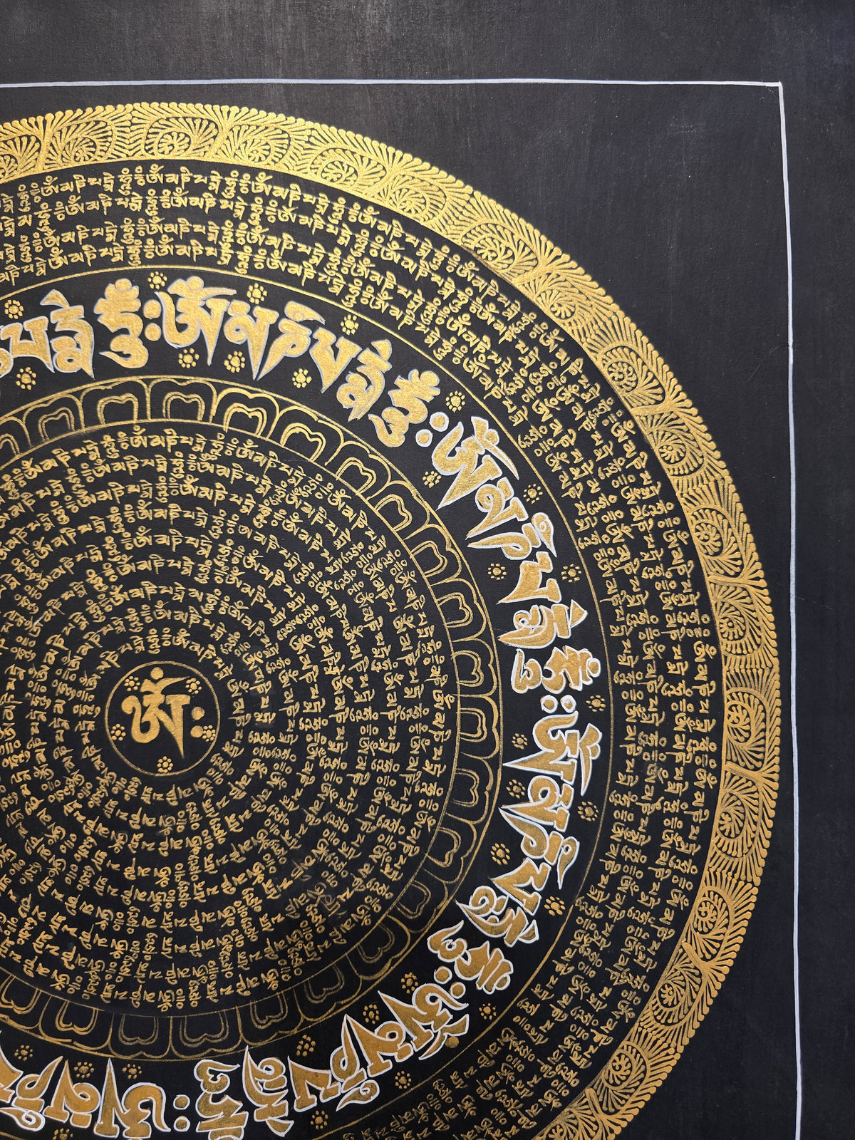Original Hand-Painted Om Mani Padme Hum Mantra Mandala Thangka