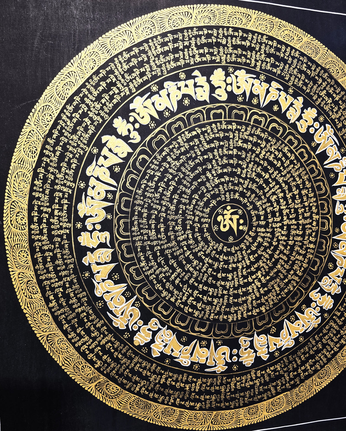 Original Hand-Painted Om Mani Padme Hum Mantra Mandala Thangka