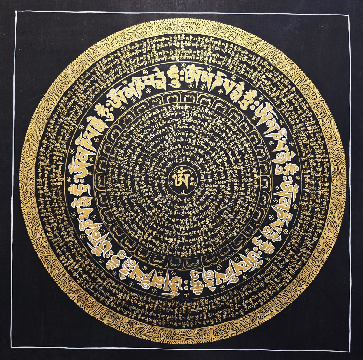 Original Hand-Painted Om Mani Padme Hum Mantra Mandala Thangka
