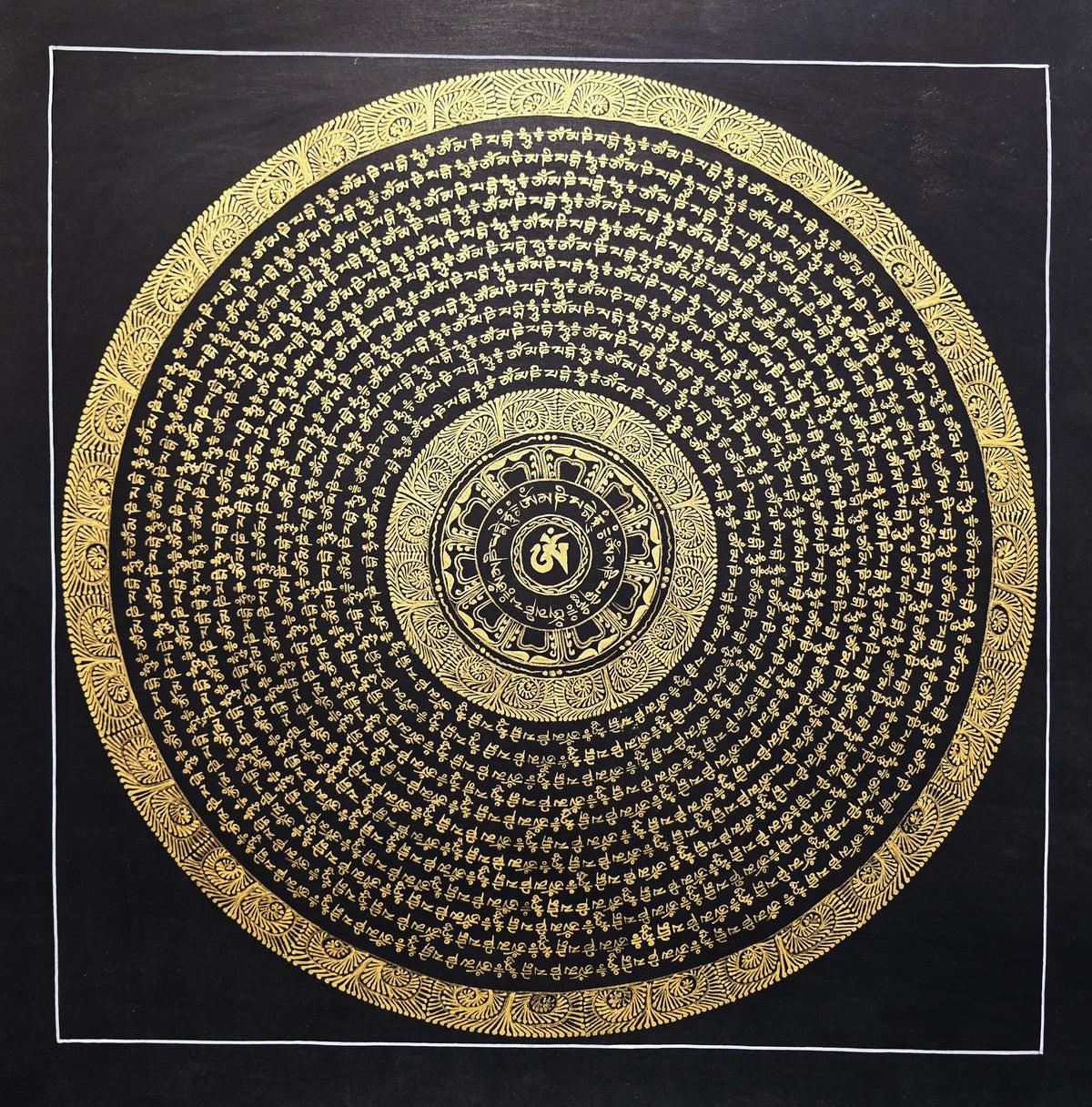 Original Hand-Painted Om Mani Padme Hum Mantra Mandala Thangka
