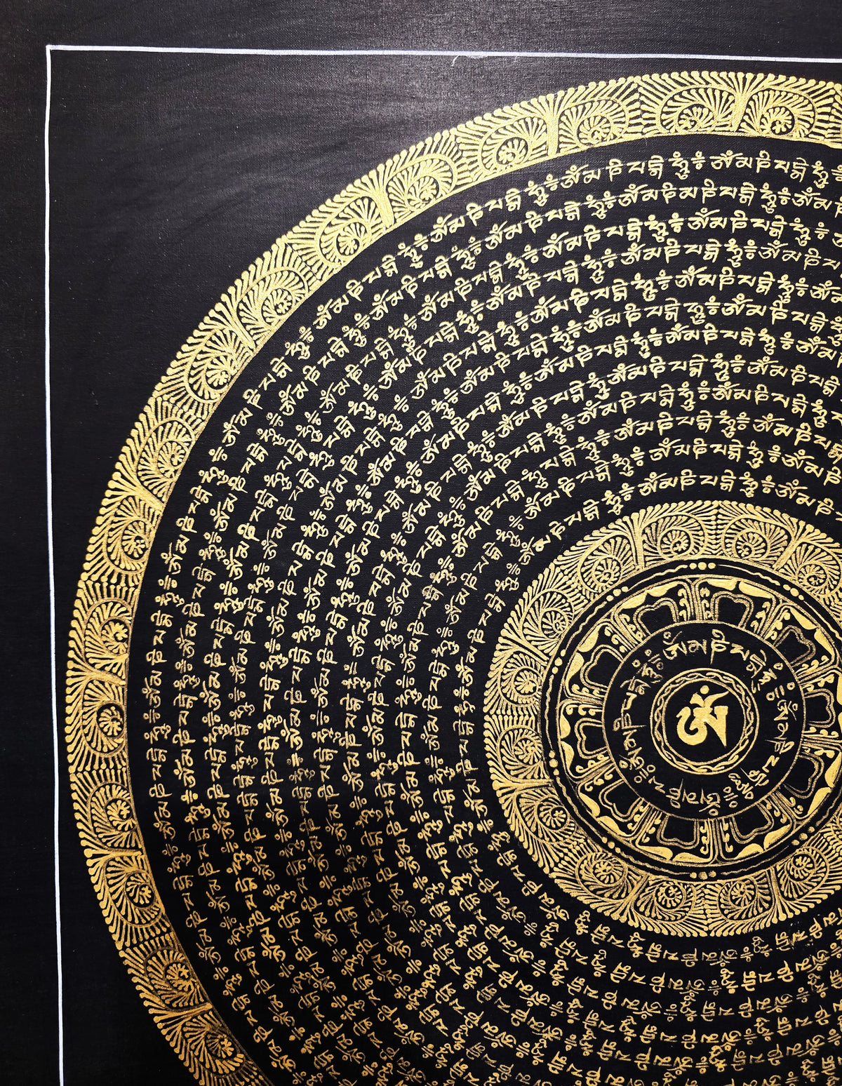 Original Hand-Painted Om Mani Padme Hum Mantra Mandala Thangka