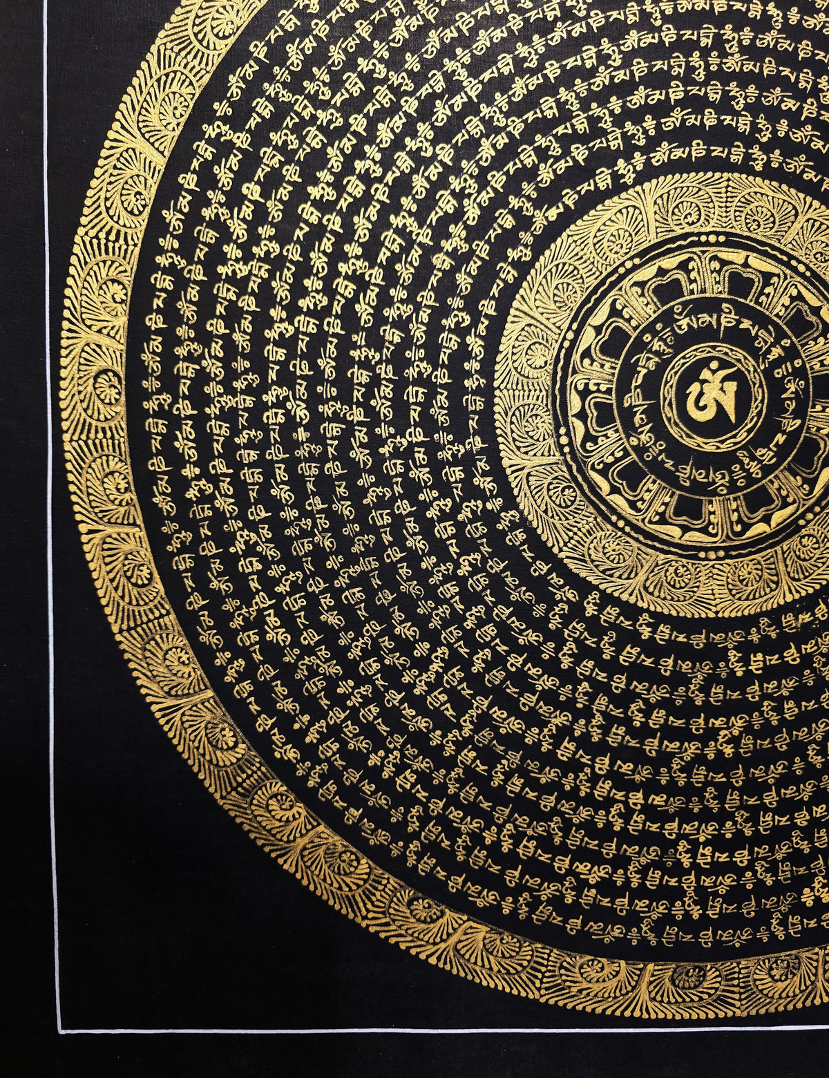 Original Hand-Painted Om Mani Padme Hum Mantra Mandala Thangka