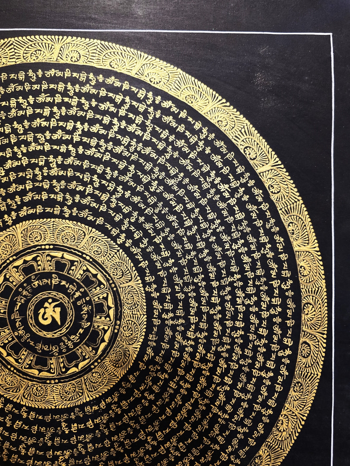 Original Hand-Painted Om Mani Padme Hum Mantra Mandala Thangka