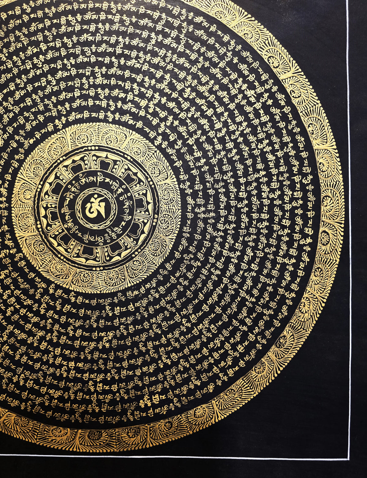 Original Hand-Painted Om Mani Padme Hum Mantra Mandala Thangka