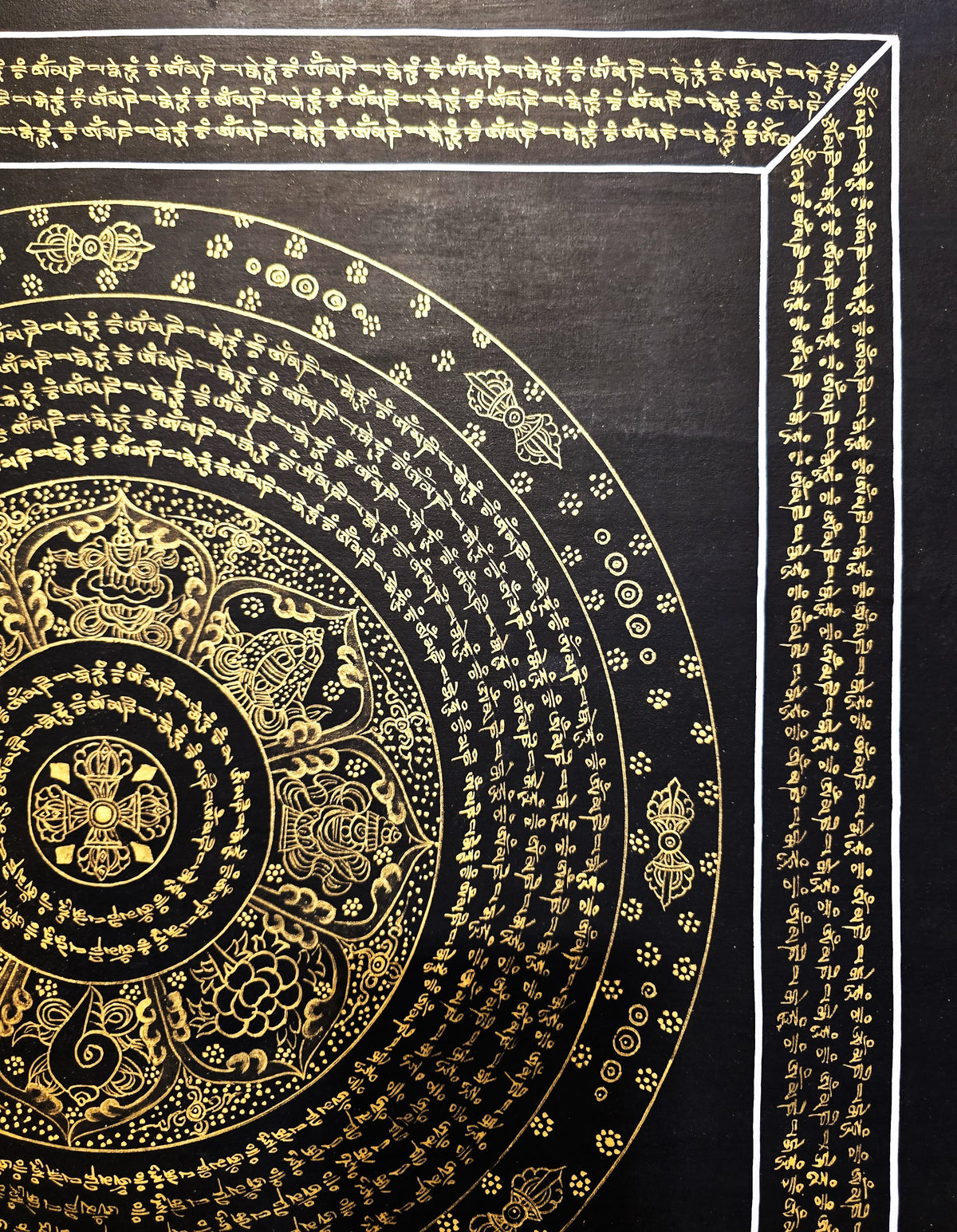 Original Hand-Painted Om Mani Padme Hum Mantra Mandala Thangka