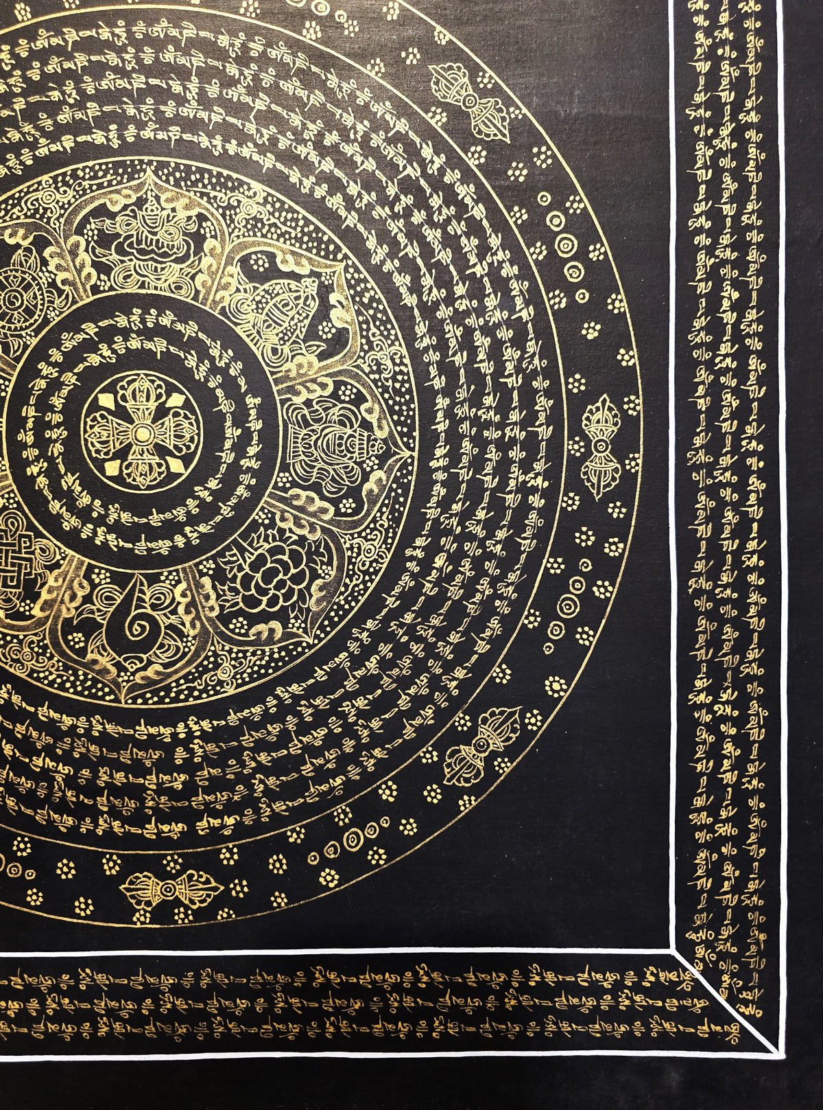 Original Hand-Painted Om Mani Padme Hum Mantra Mandala Thangka