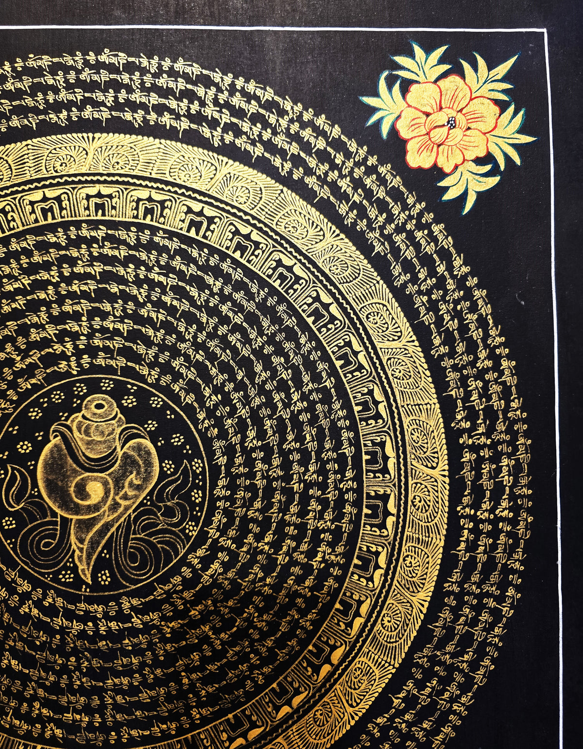 Original Hand-Painted Om Mani Padme Hum Mantra Mandala Thangka