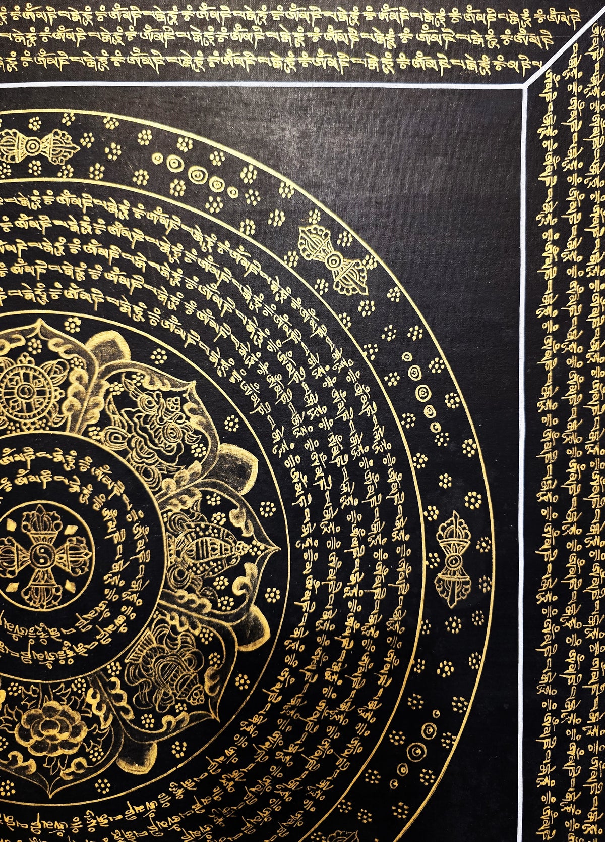 Original Hand-Painted Om Mani Padme Hum Mantra Mandala Thangka