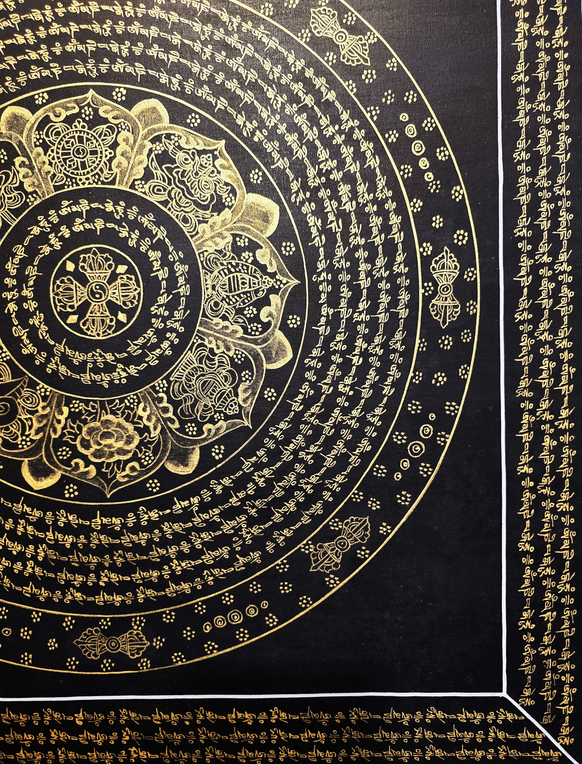 Original Hand-Painted Om Mani Padme Hum Mantra Mandala Thangka