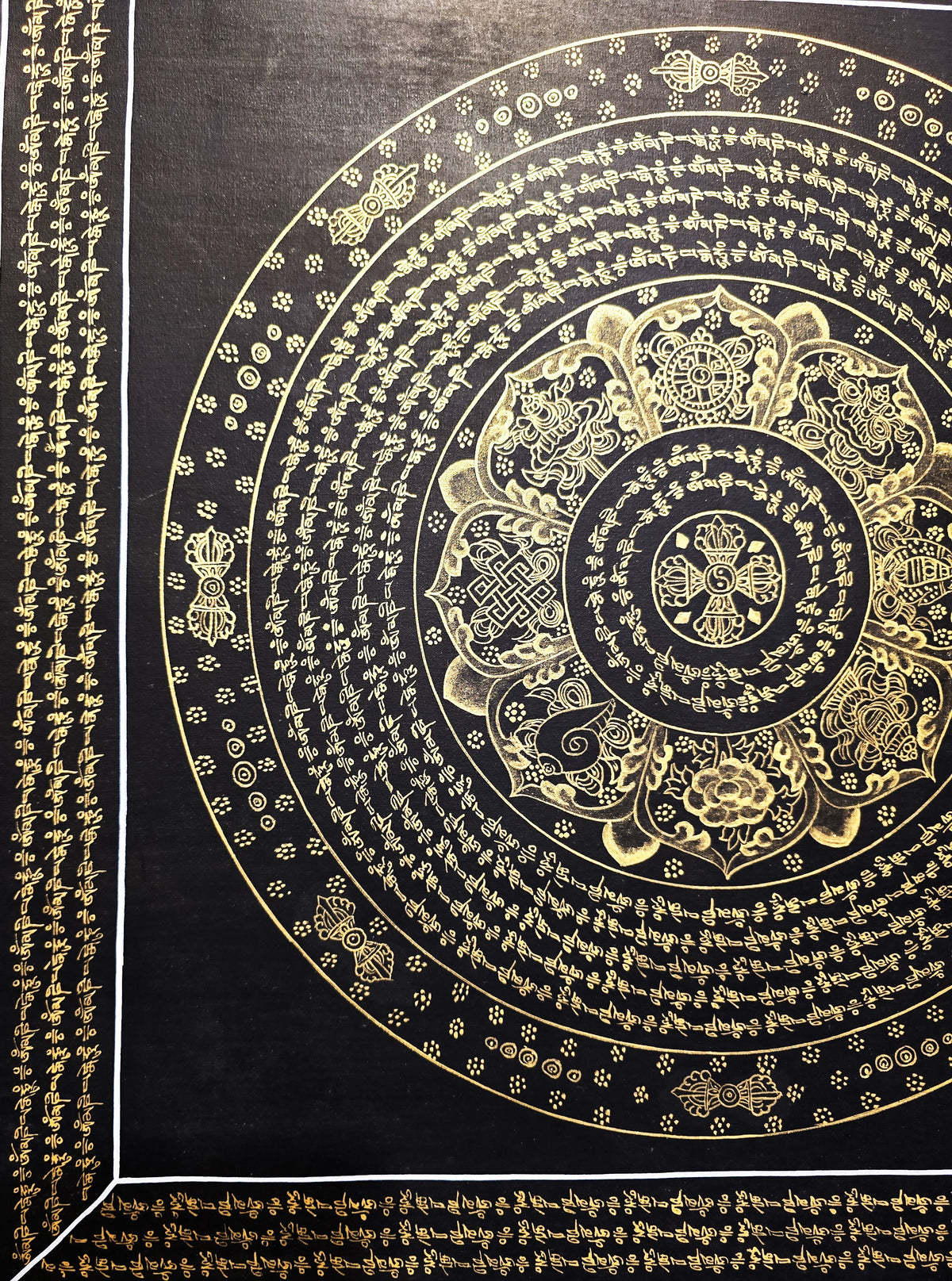 Original Hand-Painted Om Mani Padme Hum Mantra Mandala Thangka