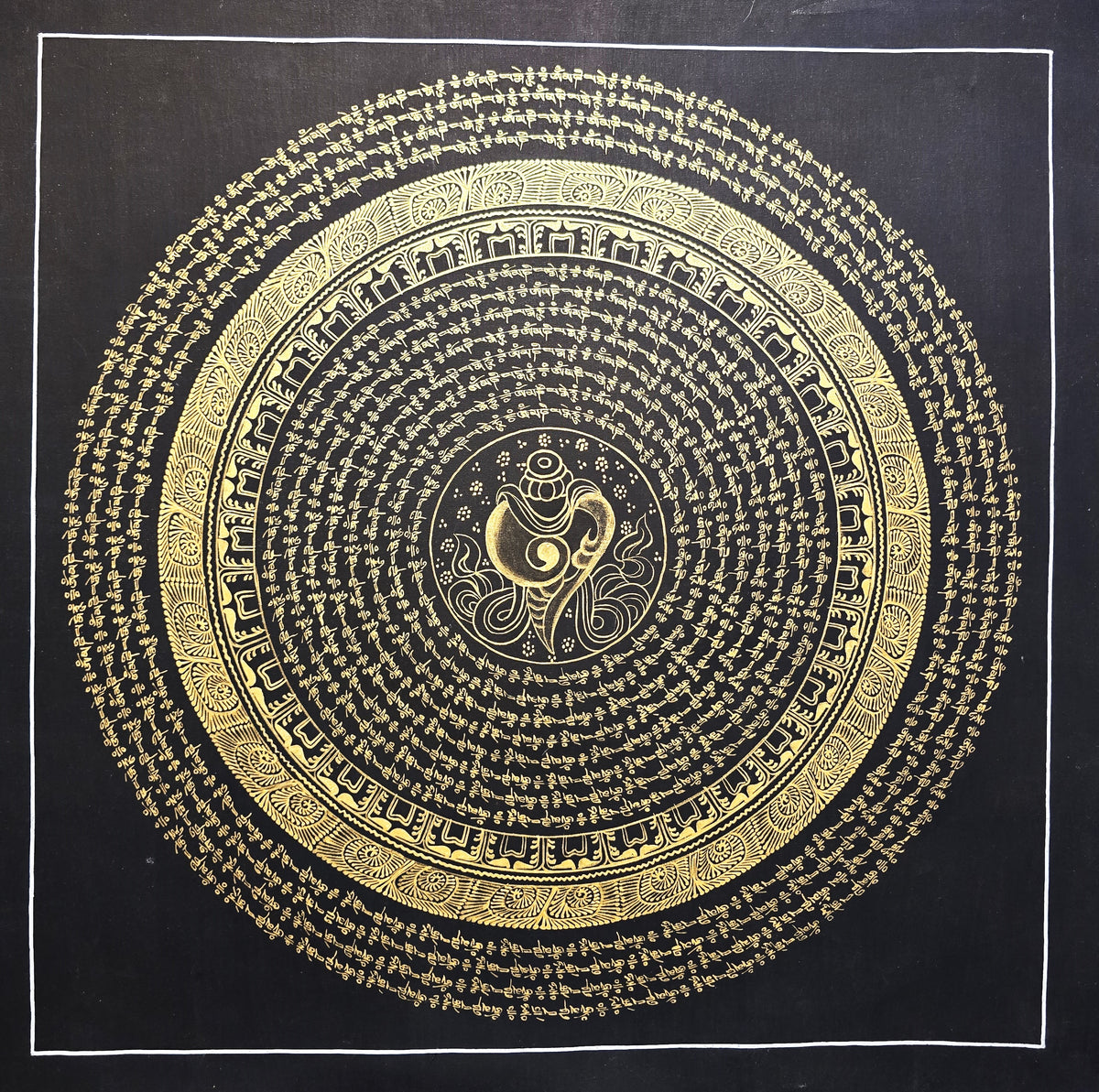 Original Hand-Painted Om Mani Padme Hum Mantra Mandala Thangka