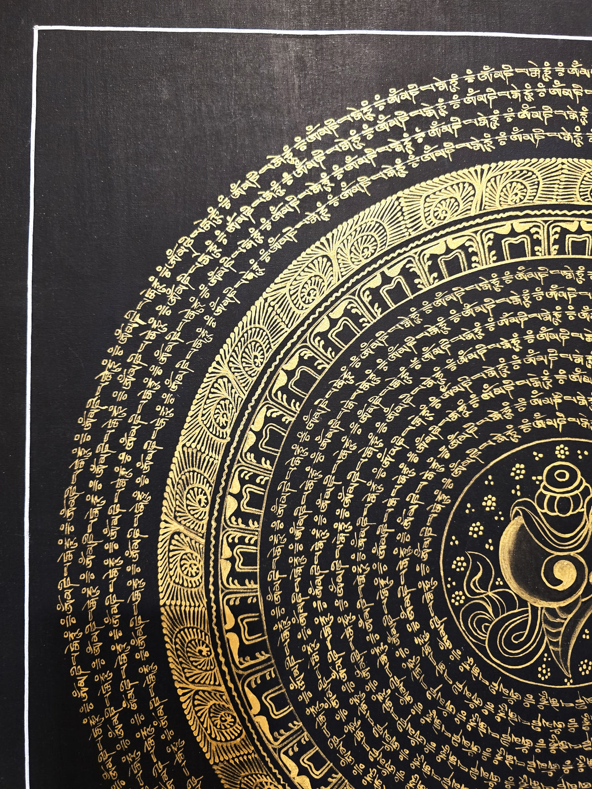 Original Hand-Painted Om Mani Padme Hum Mantra Mandala Thangka