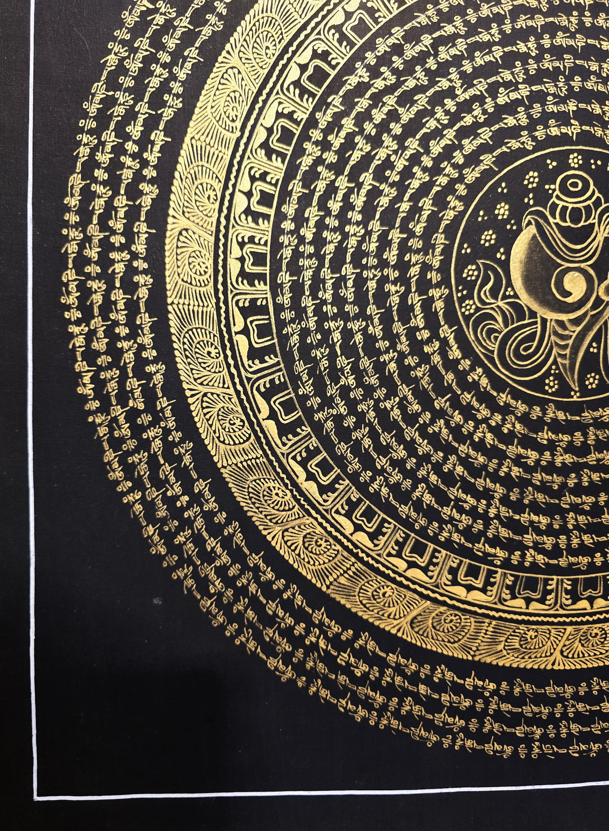 Original Hand-Painted Om Mani Padme Hum Mantra Mandala Thangka