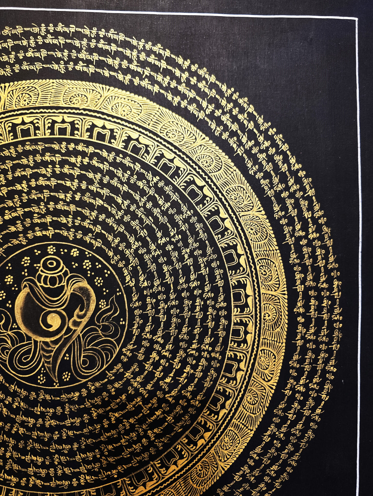Original Hand-Painted Om Mani Padme Hum Mantra Mandala Thangka