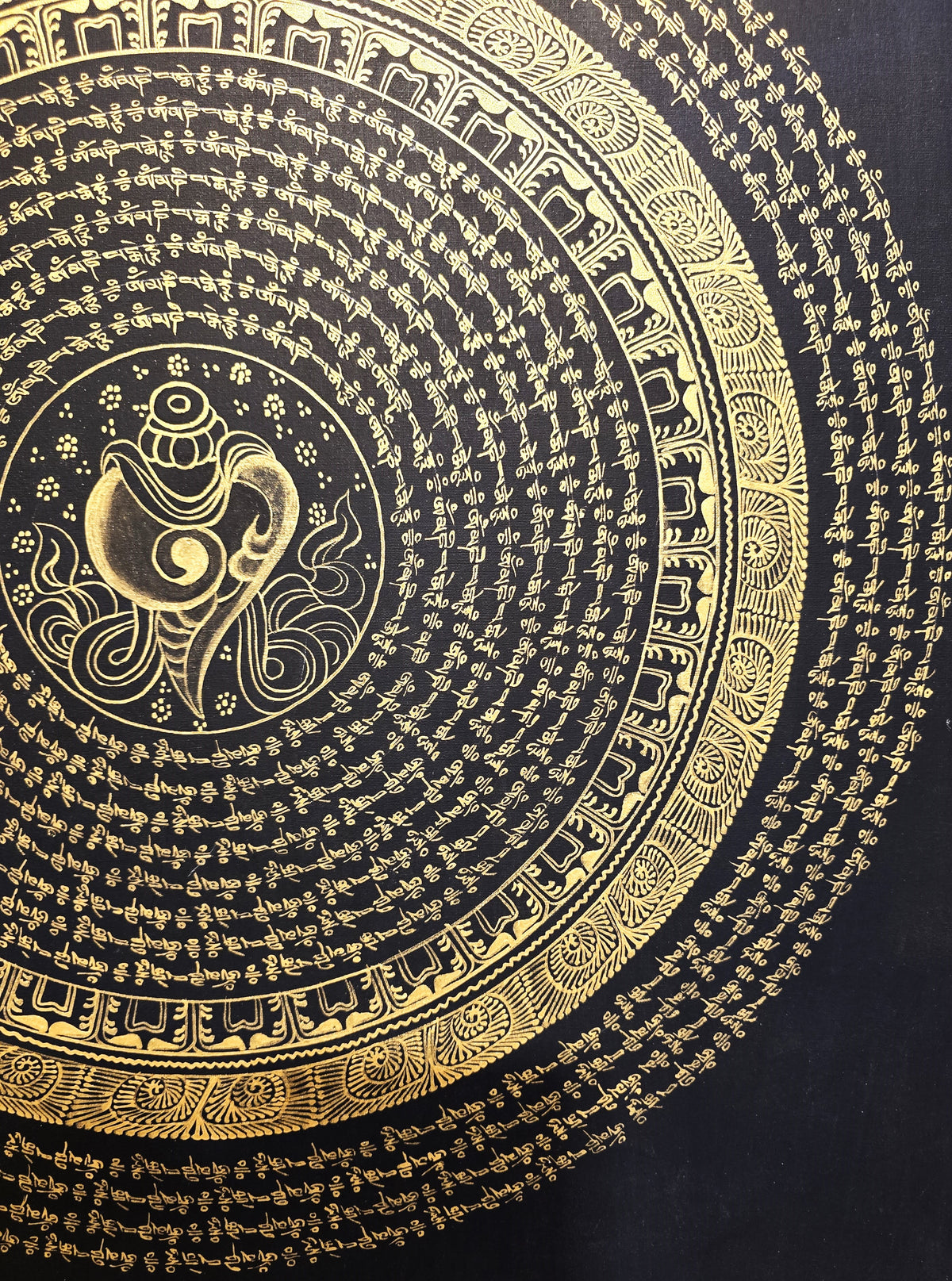 Original Hand-Painted Om Mani Padme Hum Mantra Mandala Thangka