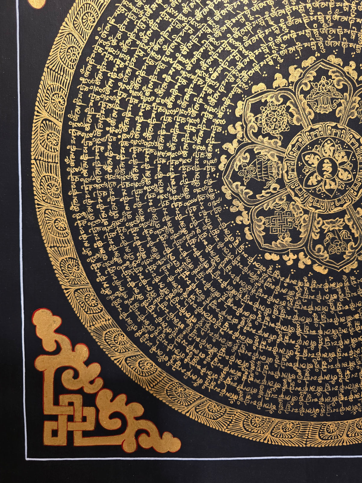 Original Hand-Painted Om Mani Padme Hum Mantra Mandala Thangka