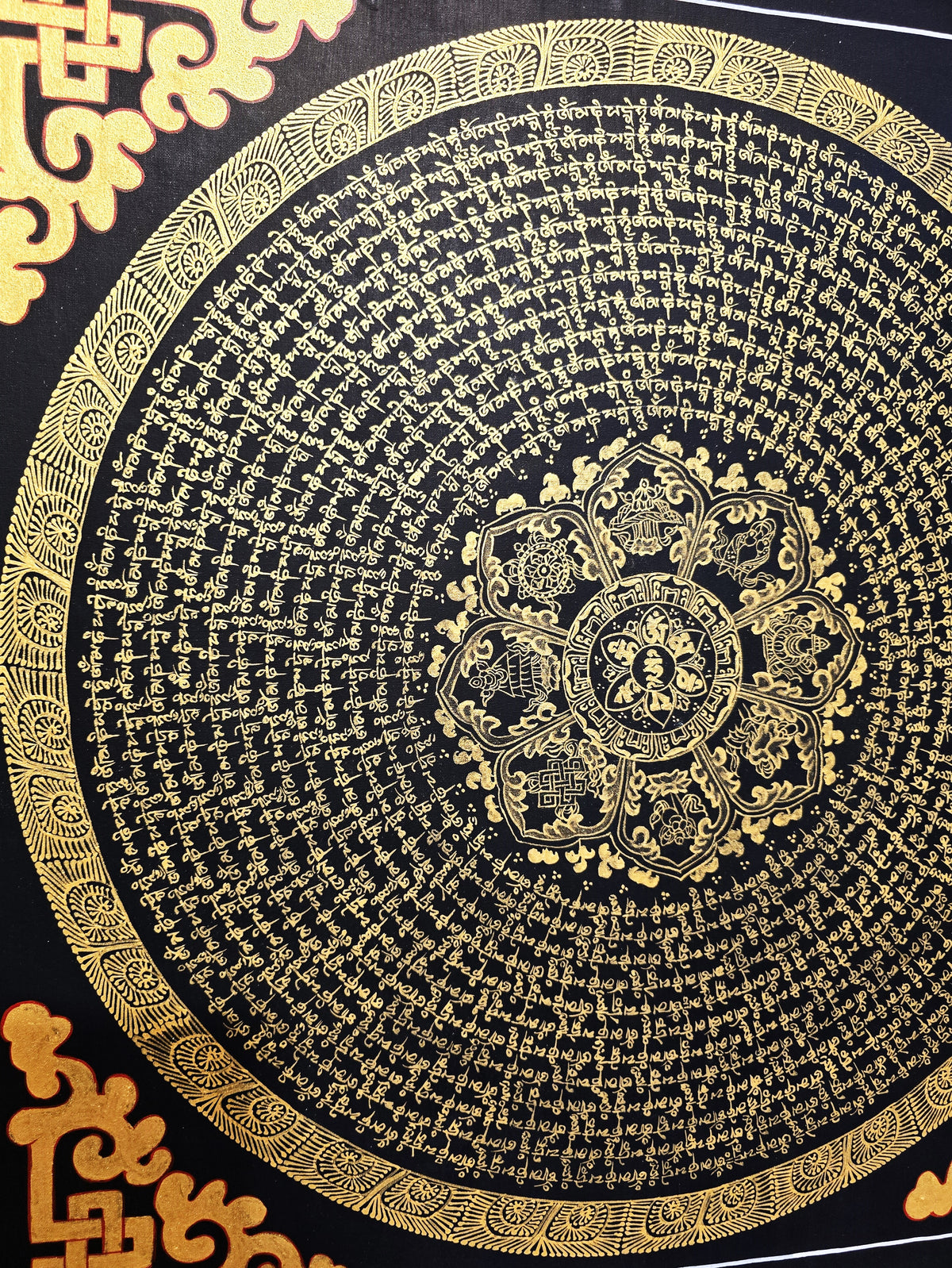 Original Hand-Painted Om Mani Padme Hum Mantra Mandala Thangka