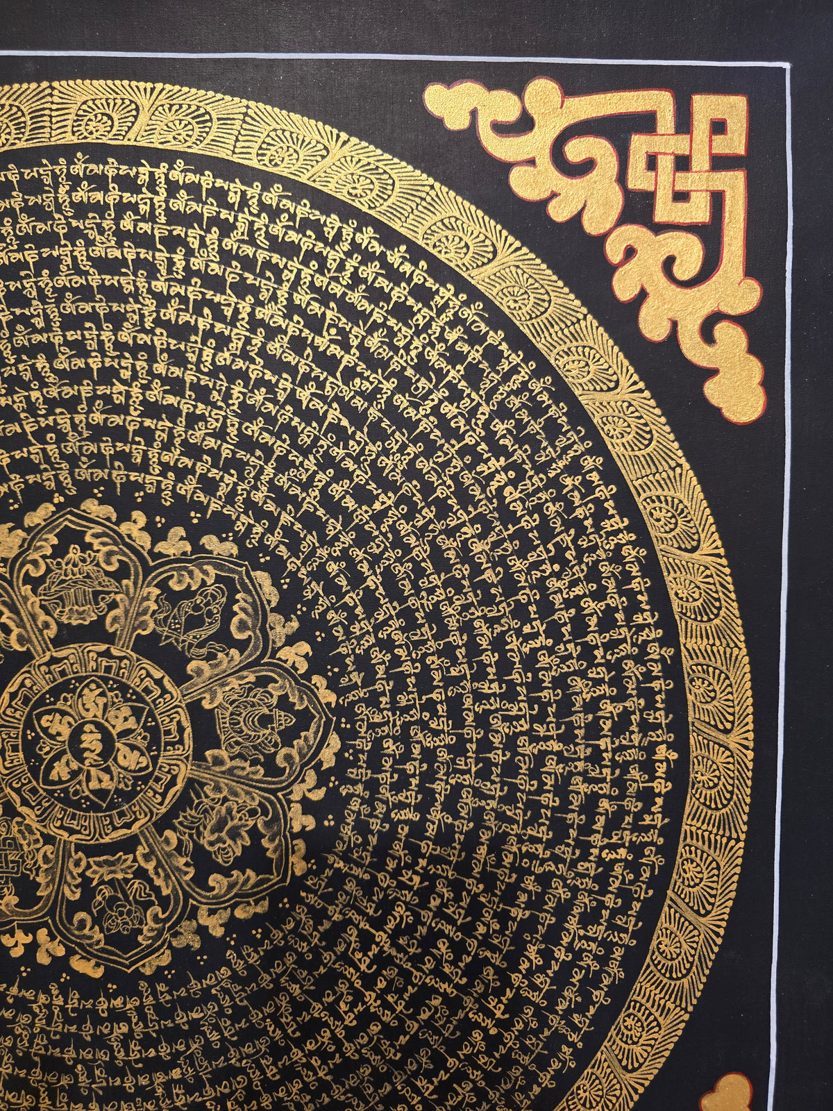 Original Hand-Painted Om Mani Padme Hum Mantra Mandala Thangka