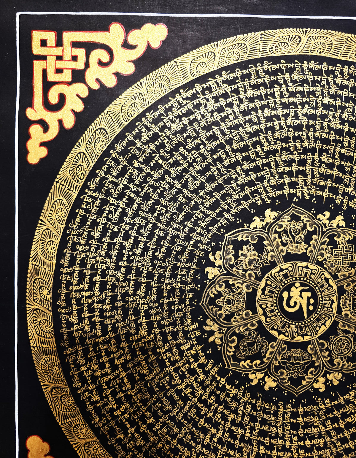 Original Hand-Painted Om Mani Padme Hum Mantra Mandala Thangka