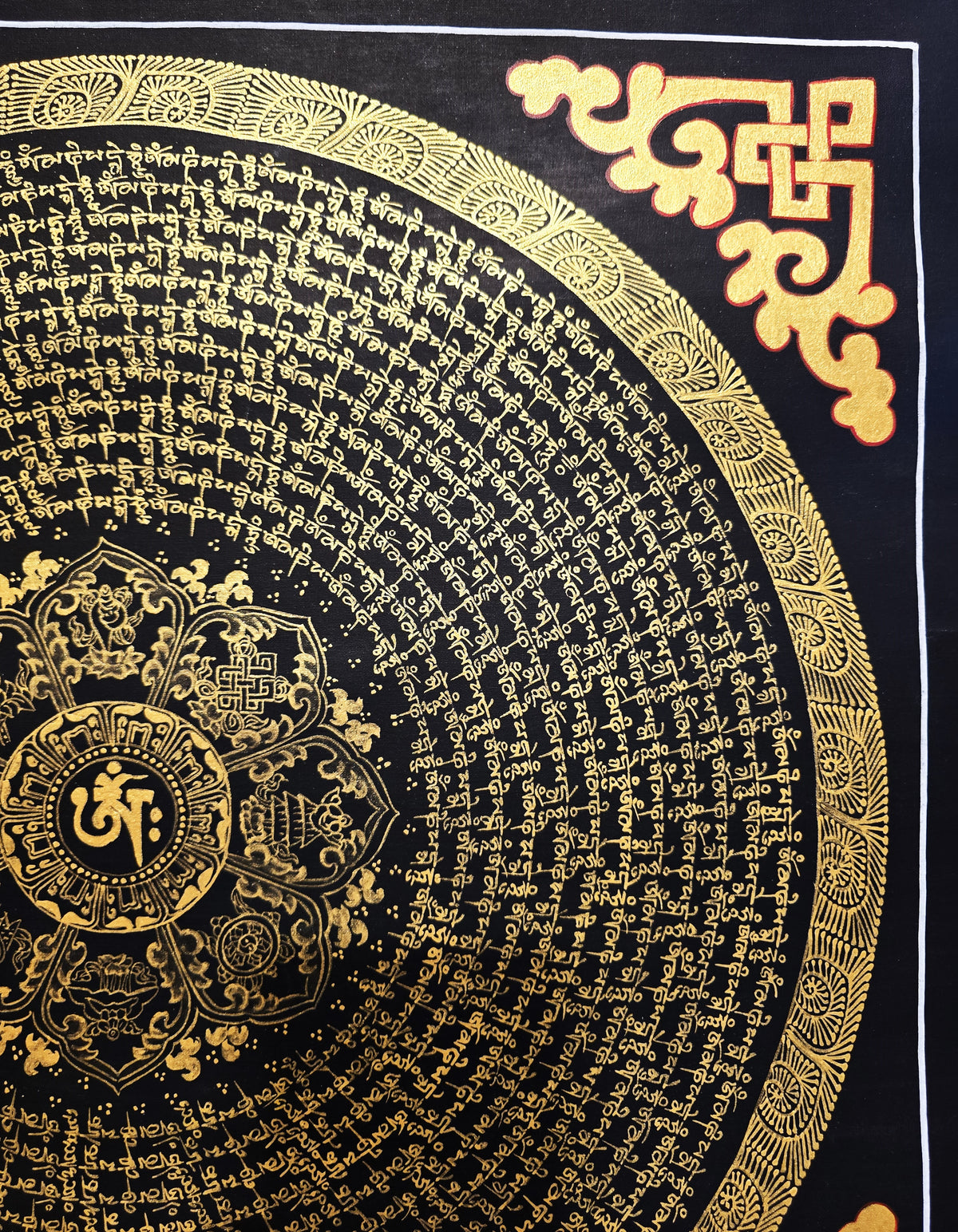 Original Hand-Painted Om Mani Padme Hum Mantra Mandala Thangka
