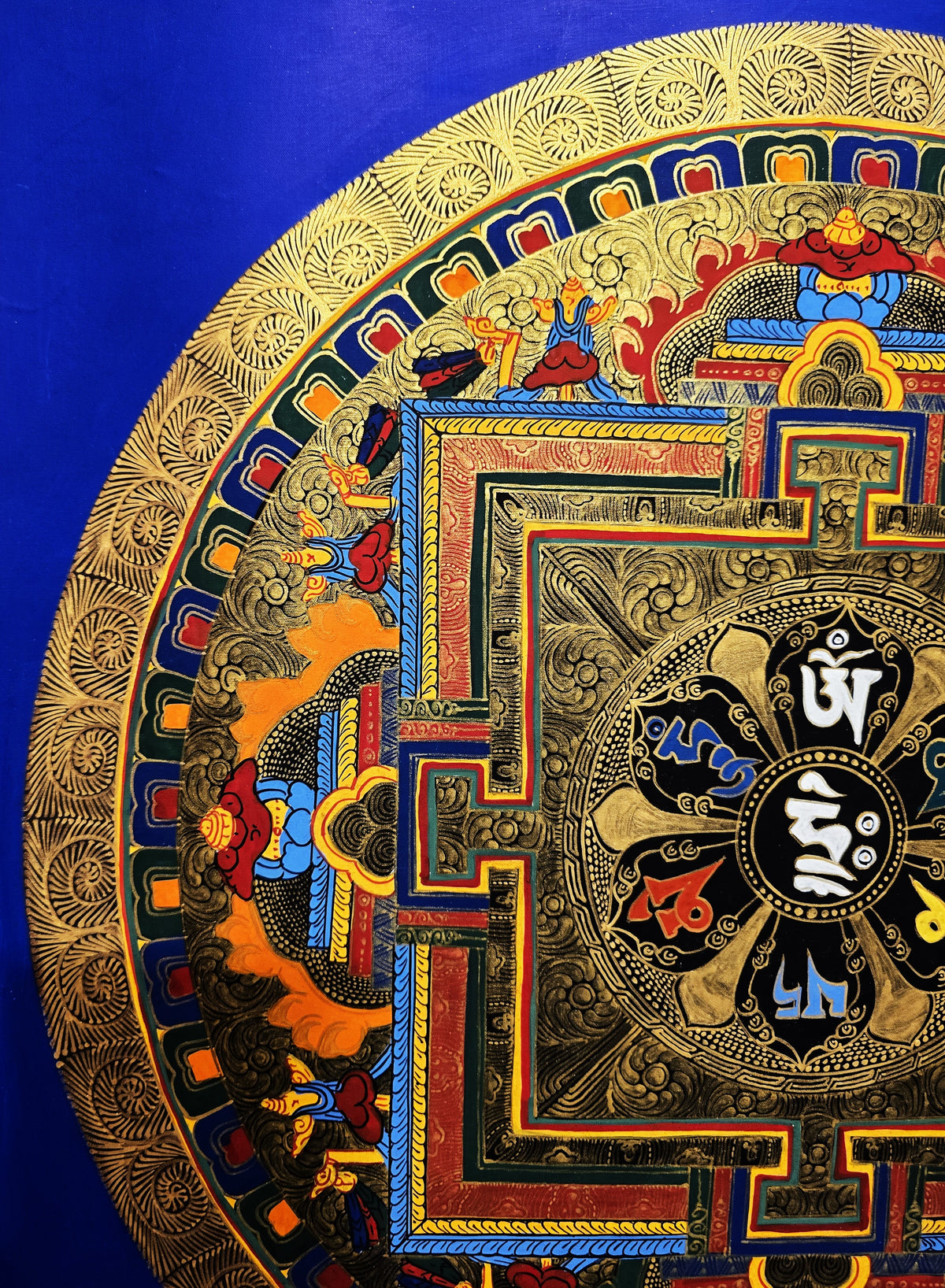 Original Hand-Painted Om Mani Padme Hum  Mandala Thangka