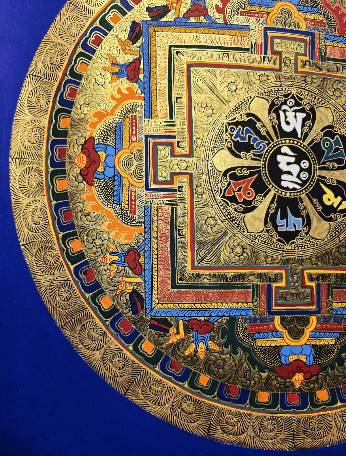 Original Hand-Painted Om Mani Padme Hum  Mandala Thangka