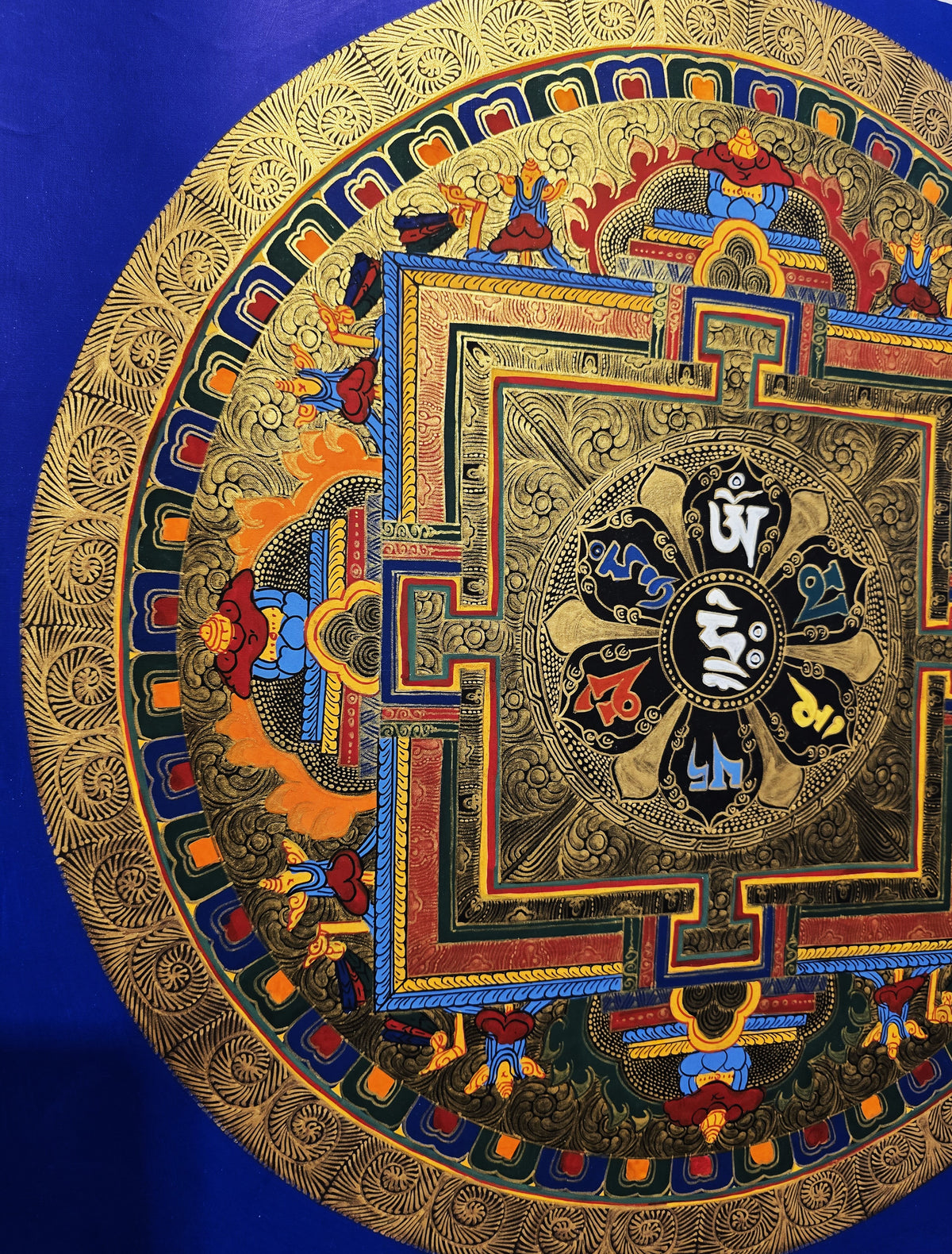 Original Hand-Painted Om Mani Padme Hum  Mandala Thangka