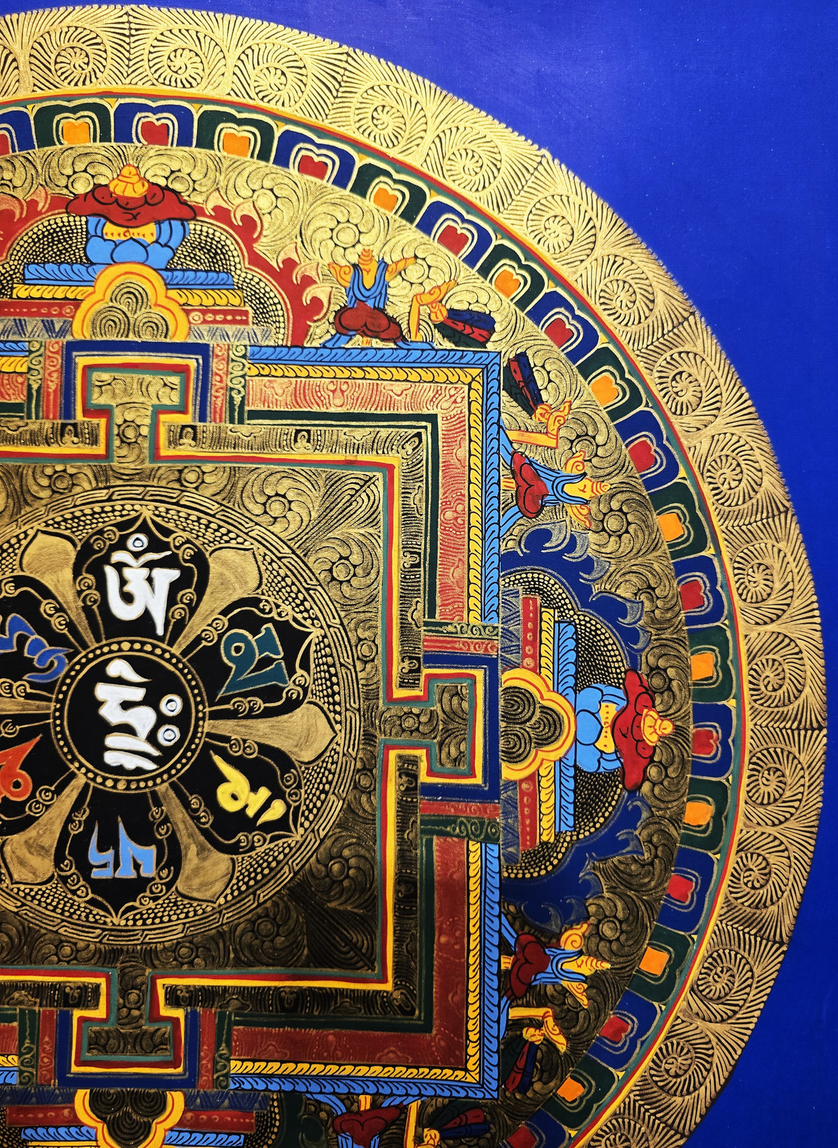 Original Hand-Painted Om Mani Padme Hum  Mandala Thangka