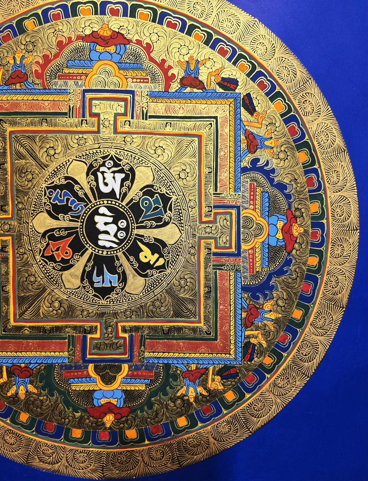 Original Hand-Painted Om Mani Padme Hum  Mandala Thangka