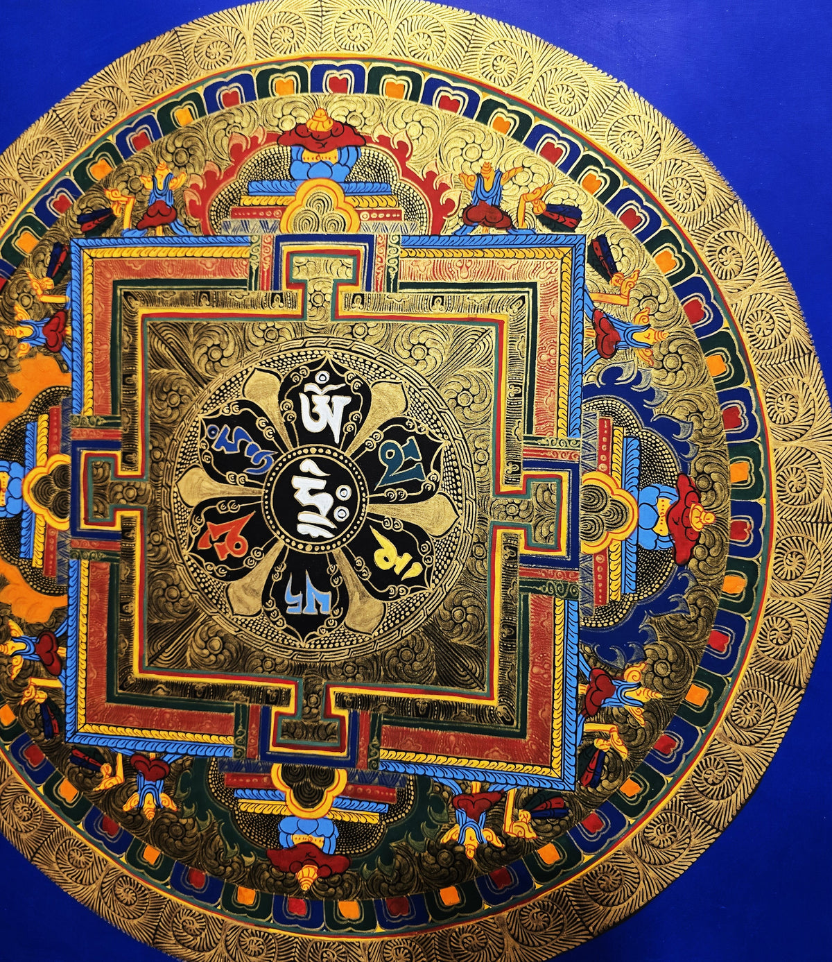Original Hand-Painted Om Mani Padme Hum  Mandala Thangka