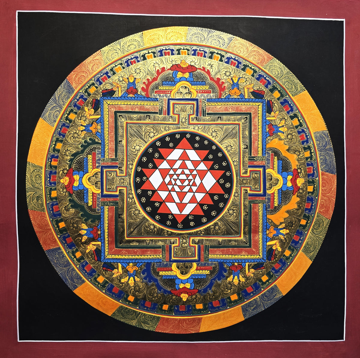 Original Hand-Painted Shree Yantra  Mandala Thangka