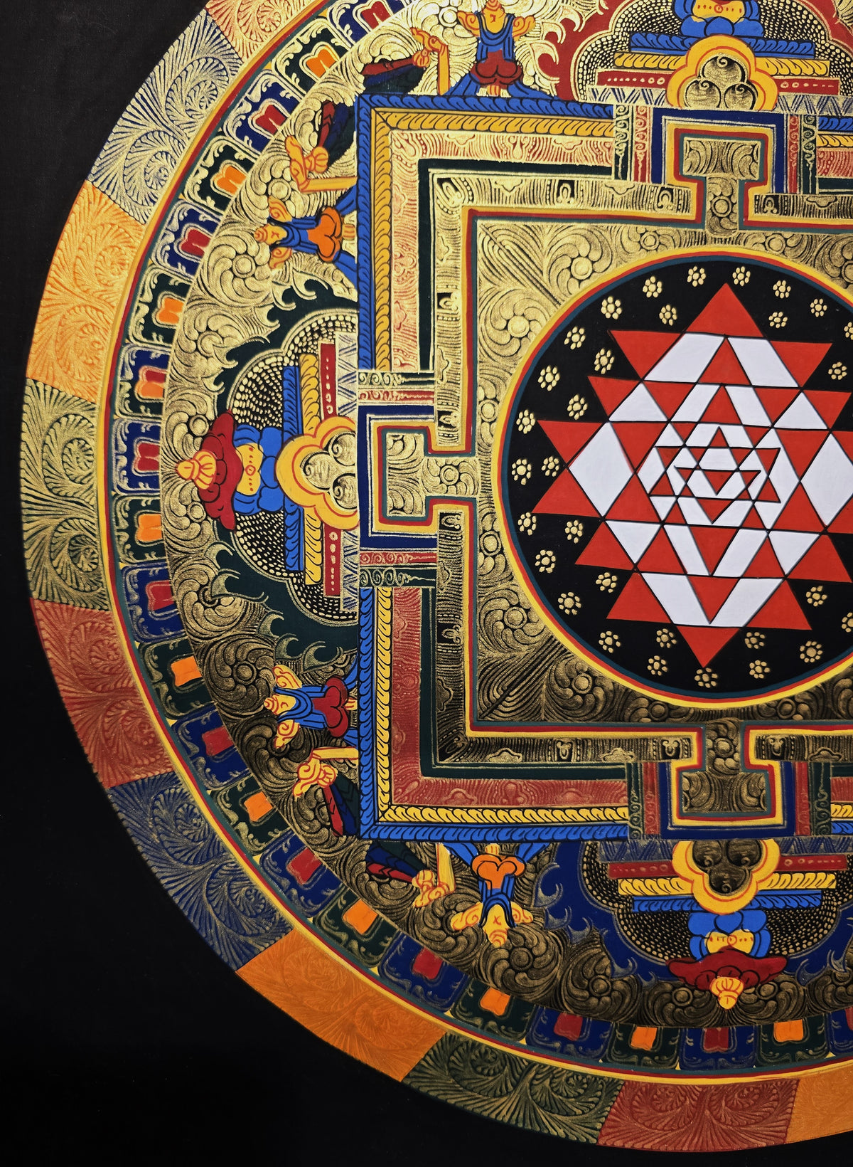 Original Hand-Painted Shree Yantra  Mandala Thangka
