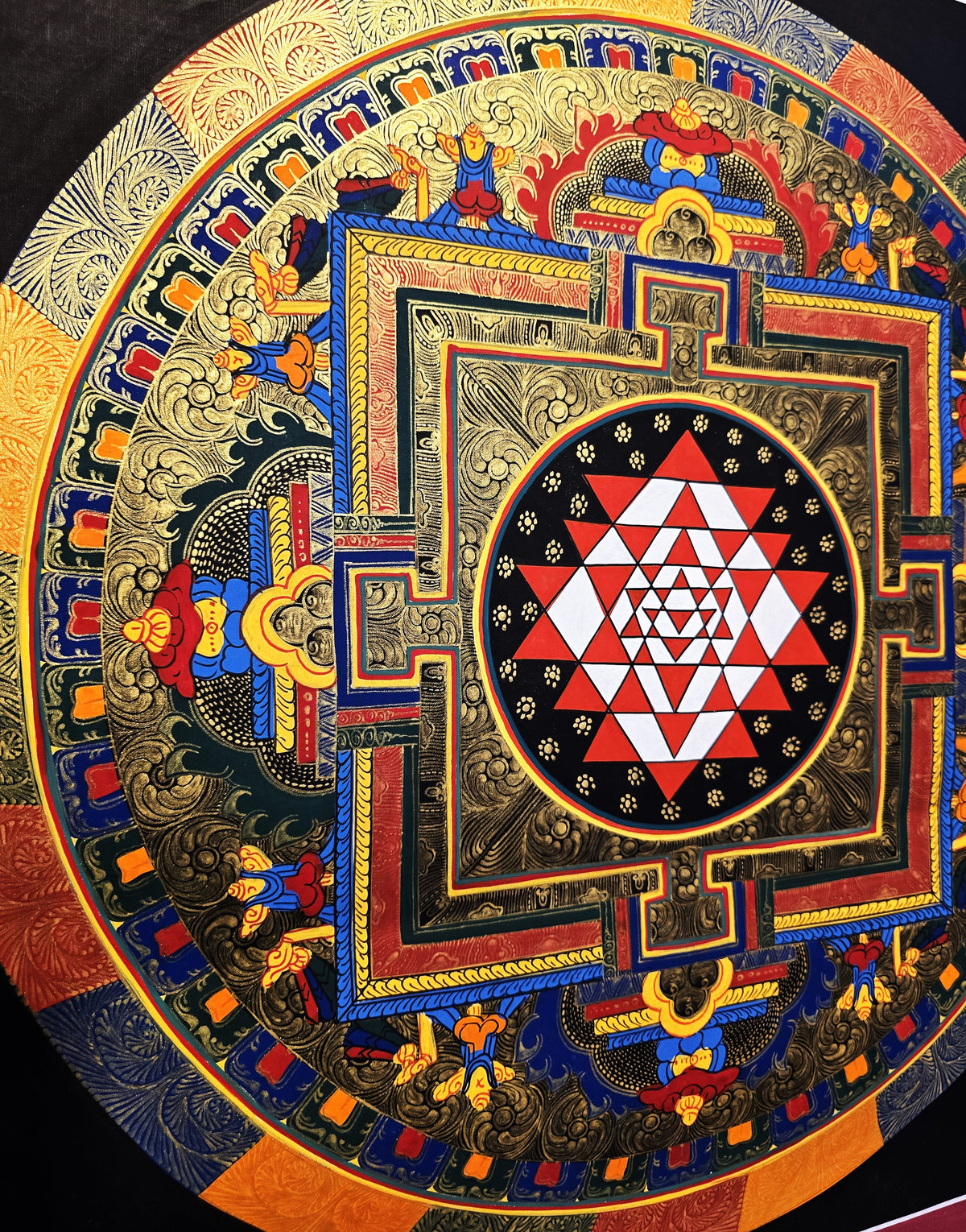 Original Hand-Painted Shree Yantra  Mandala Thangka