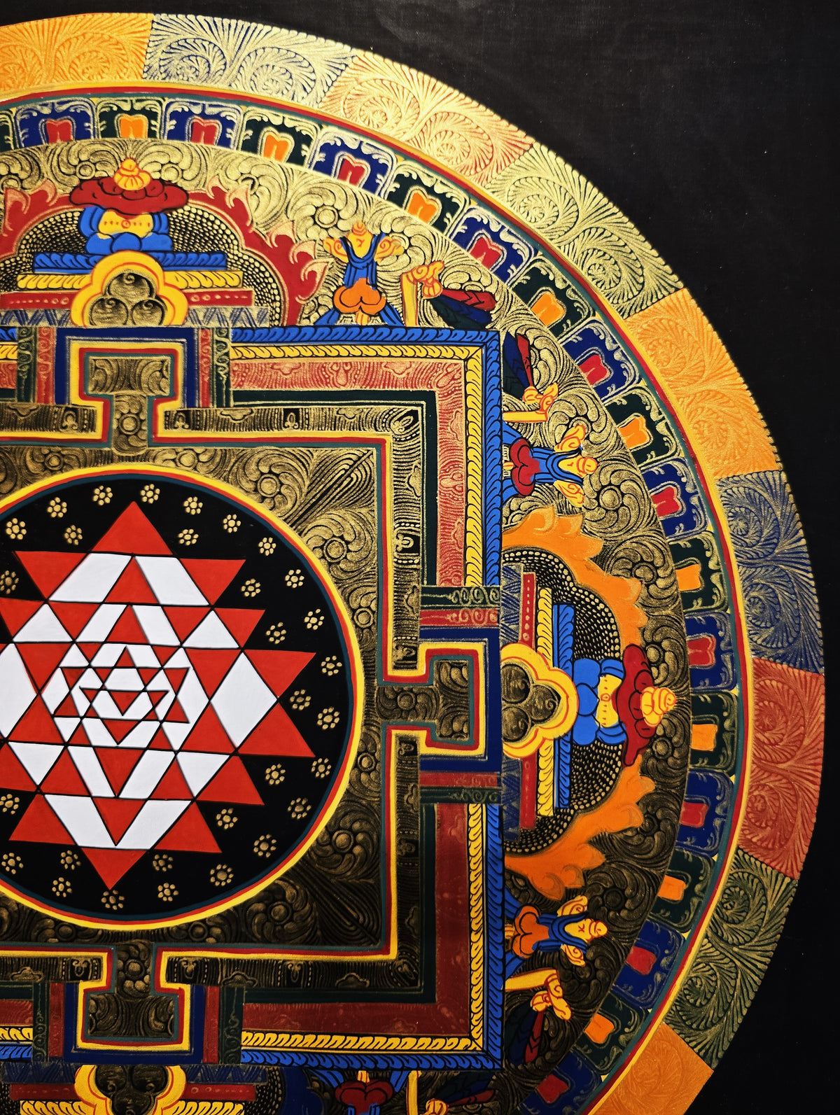Original Hand-Painted Shree Yantra  Mandala Thangka