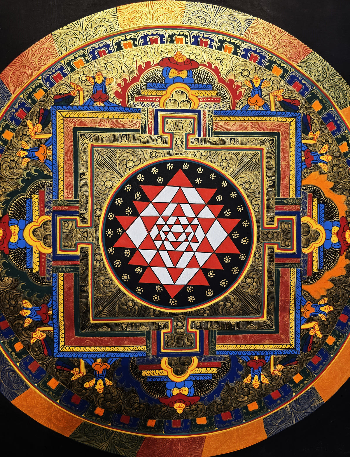 Original Hand-Painted Shree Yantra  Mandala Thangka