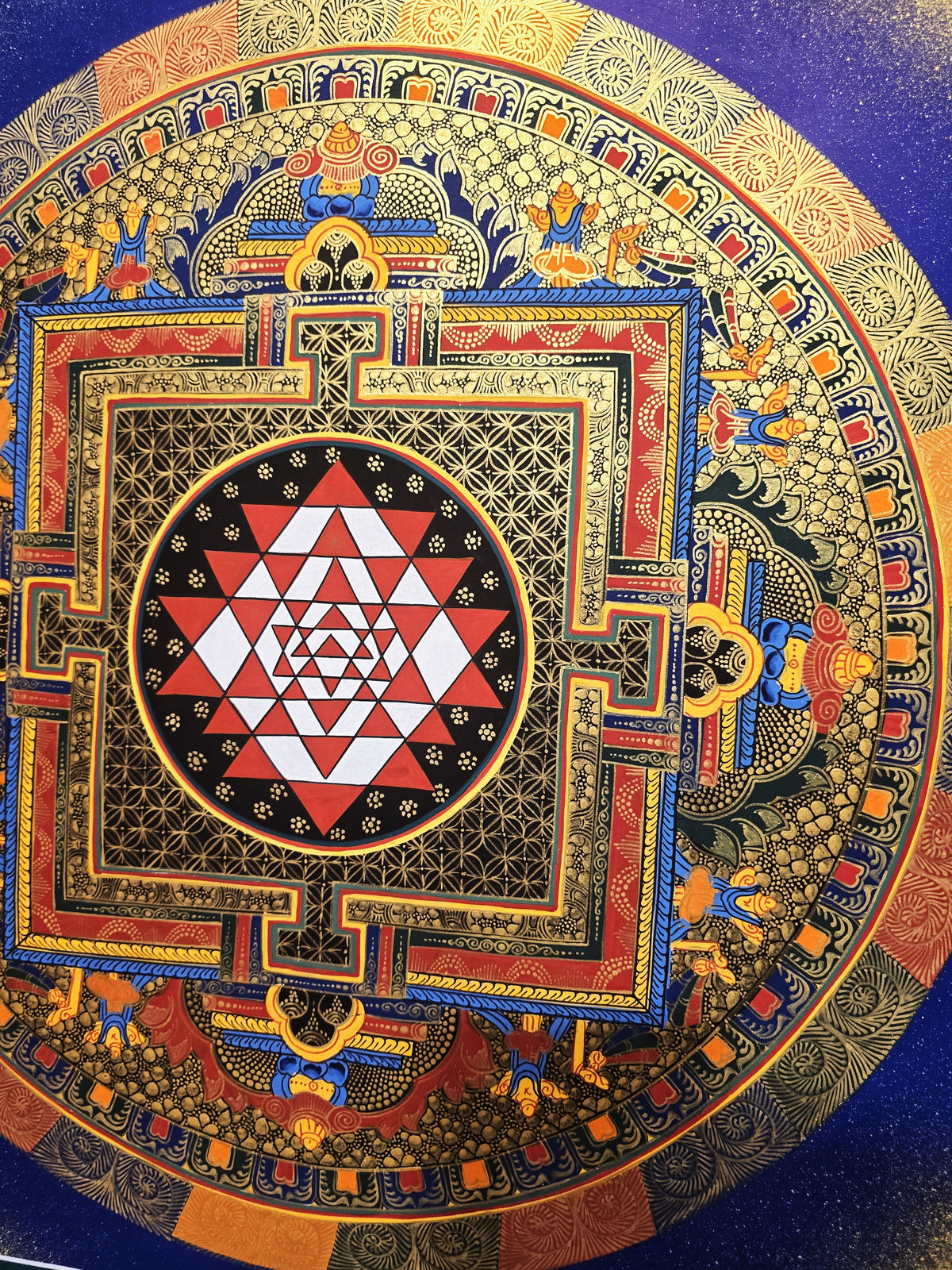 Original Hand-Painted Shree Yantra  Mandala Thangka