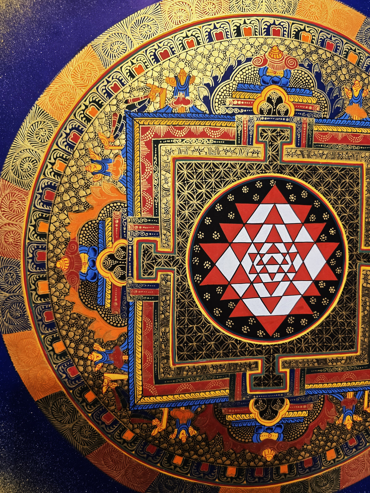 Original Hand-Painted Shree Yantra  Mandala Thangka