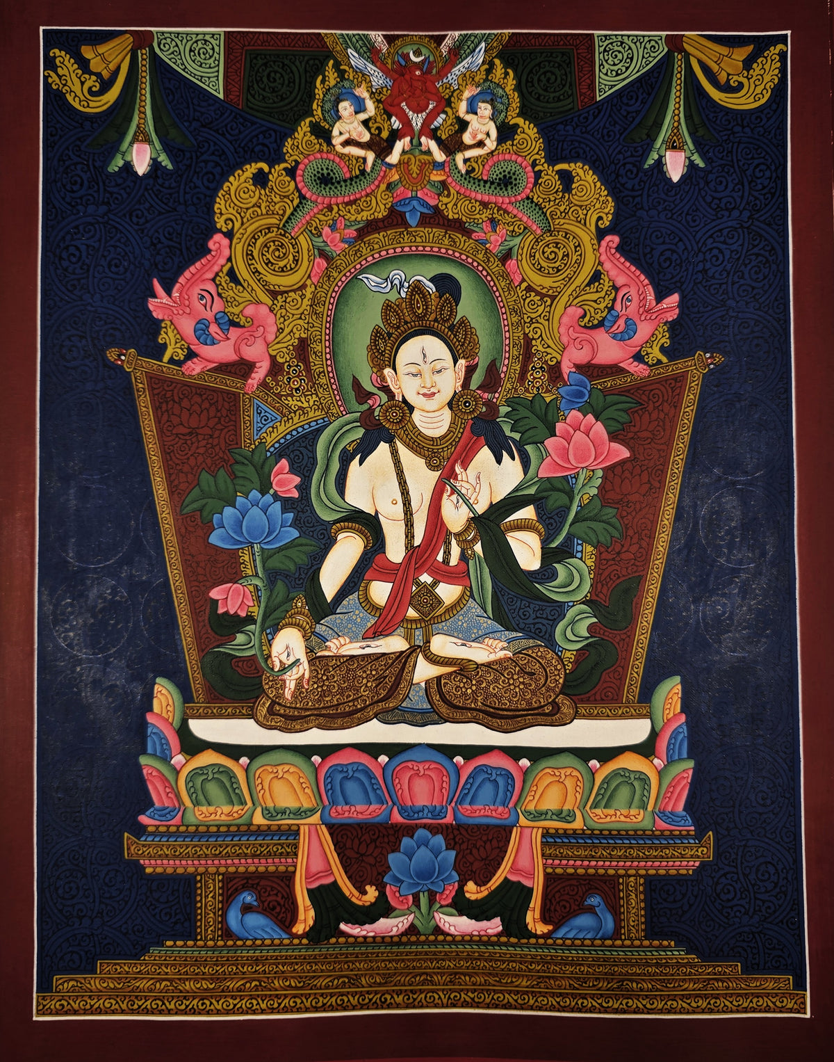 White Tara Thangka – Hand-Painted Tibetan Buddhist Art | Meditation & Protection Wall Decor
