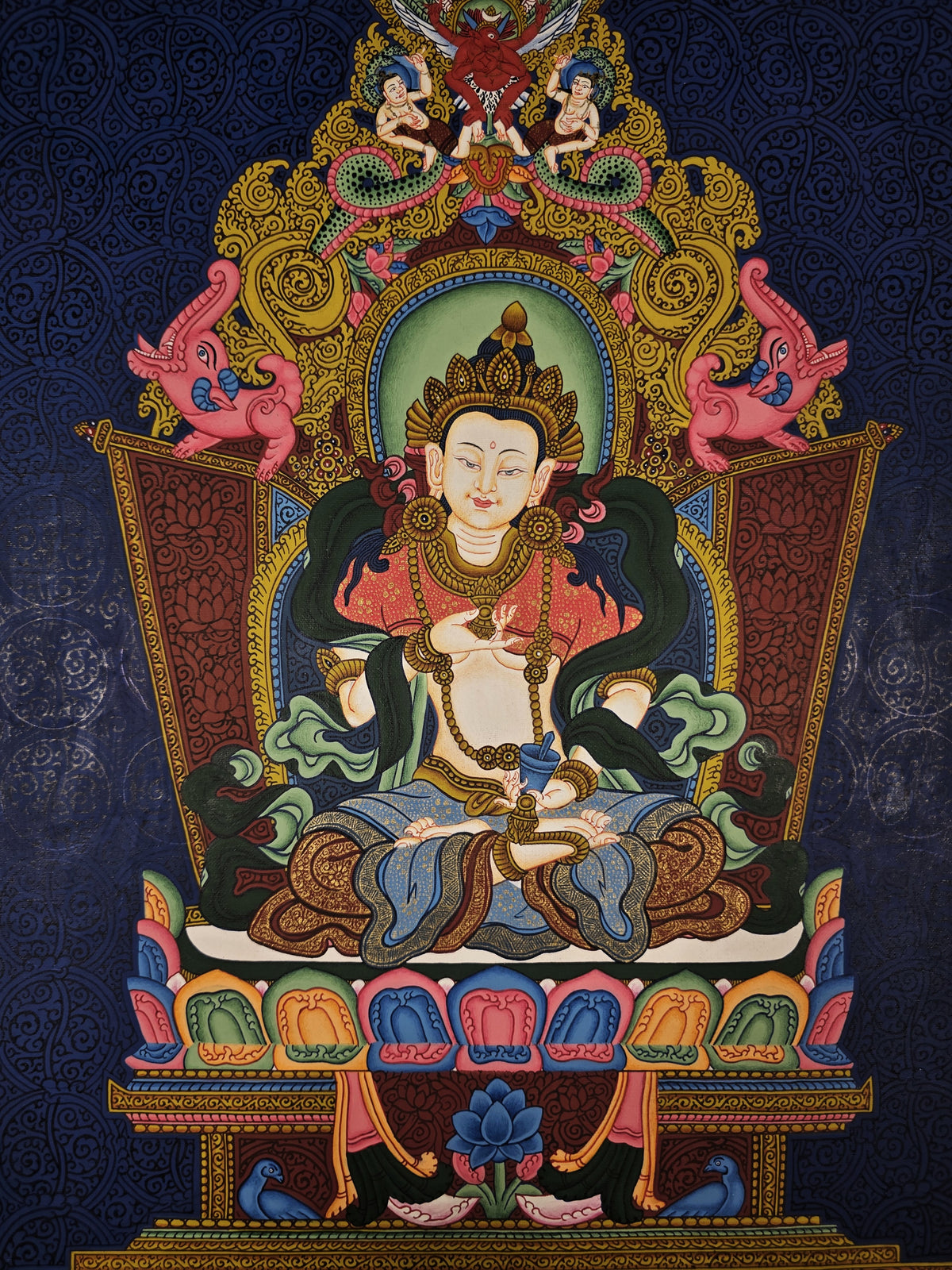 Vajrasattva Thangka – Hand-Painted Tibetan Buddhist Art | Meditation & Protection Wall Decor