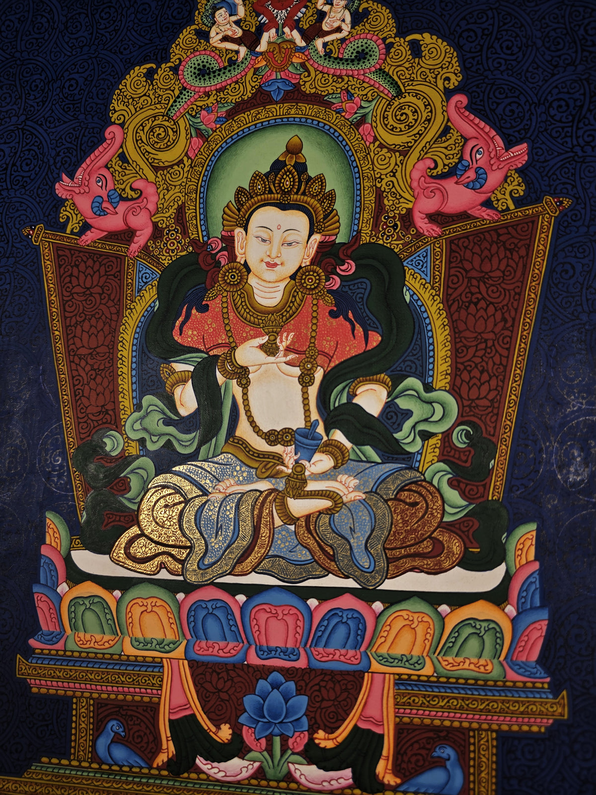 Vajrasattva Thangka – Hand-Painted Tibetan Buddhist Art | Meditation & Protection Wall Decor