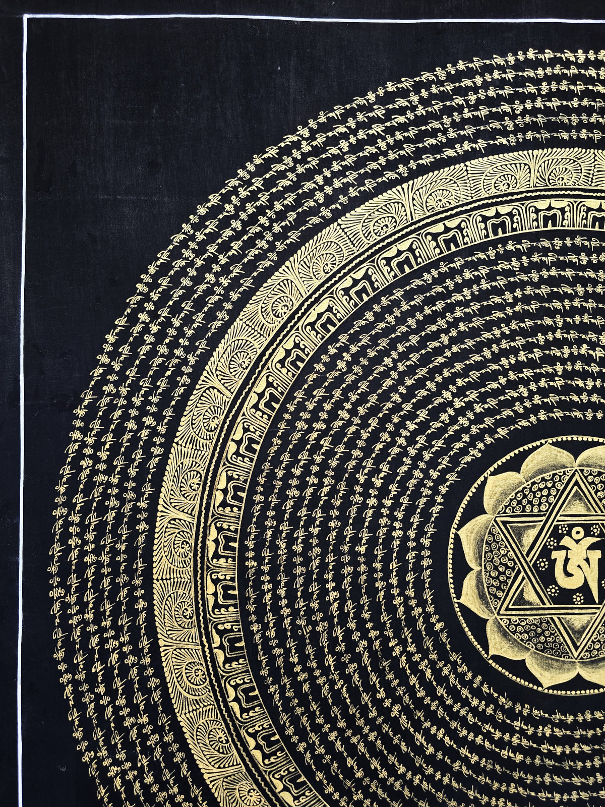 Original Large Hand-Painted Om Mani Padme Hum Mantra Mandala Thangka