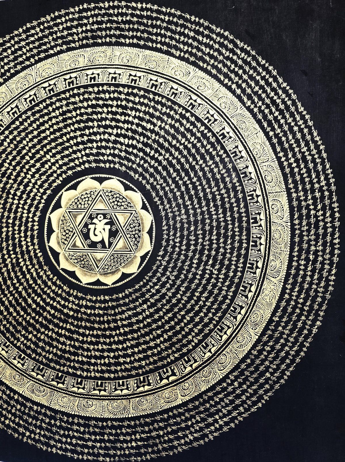 Original Large Hand-Painted Om Mani Padme Hum Mantra Mandala Thangka
