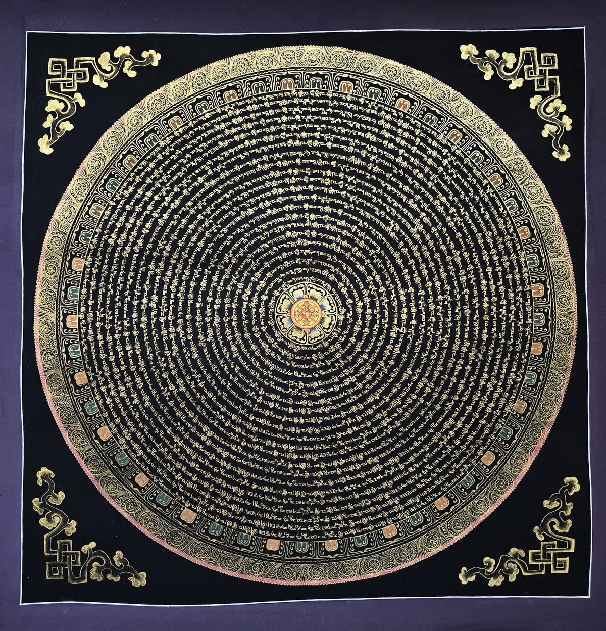 Original Amitbha Buddha Mantra Mandala Hand-Painted Thangka Painting