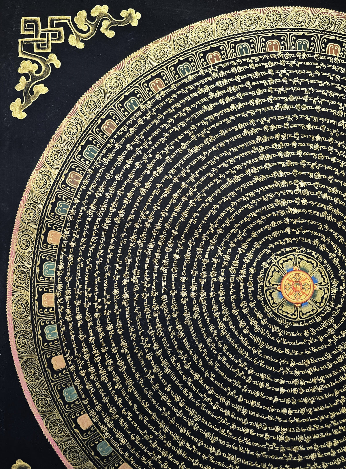 Original Amitbha Buddha Mantra Mandala Hand-Painted Thangka Painting