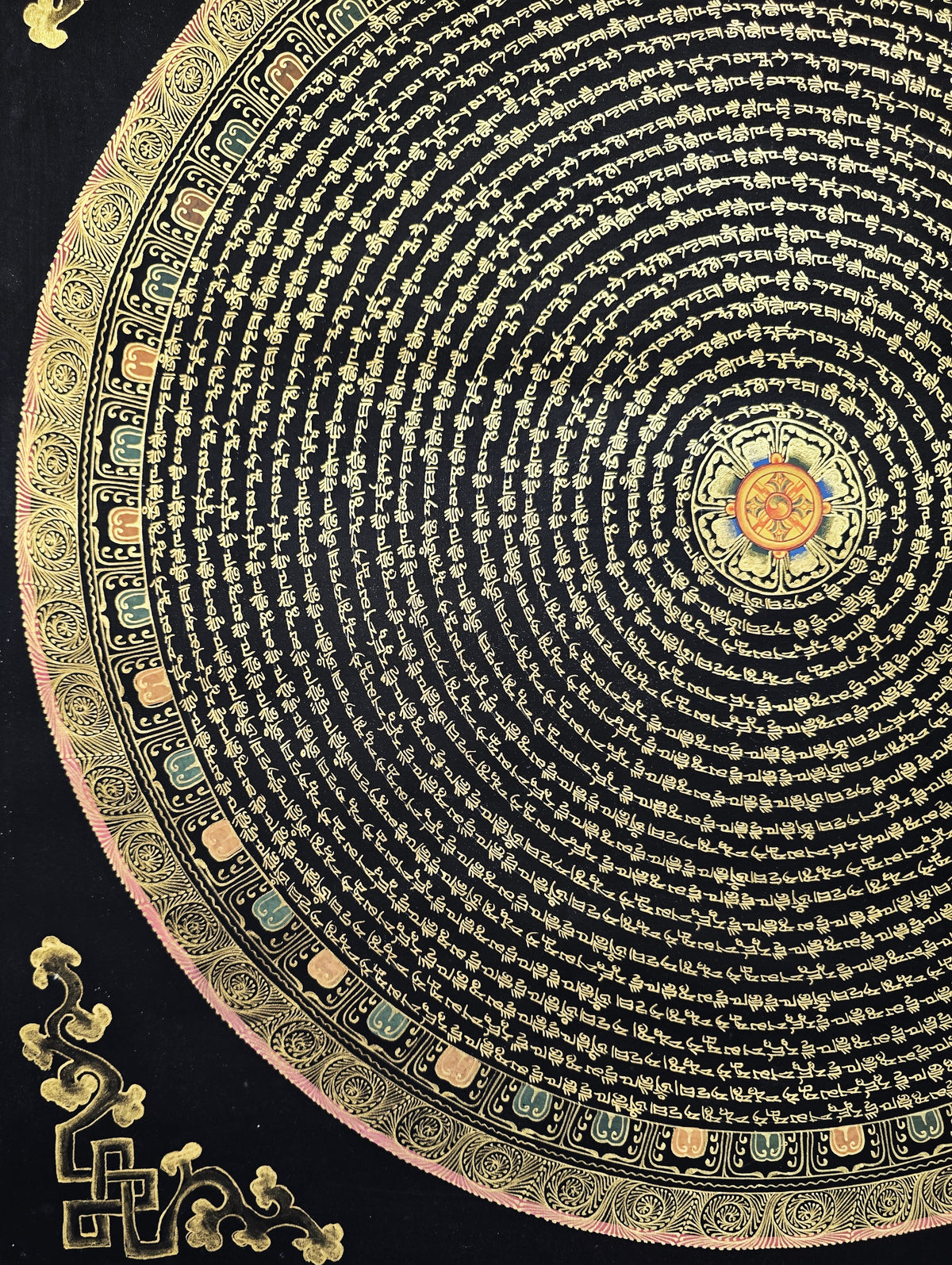 Original Amitbha Buddha Mantra Mandala Hand-Painted Thangka Painting