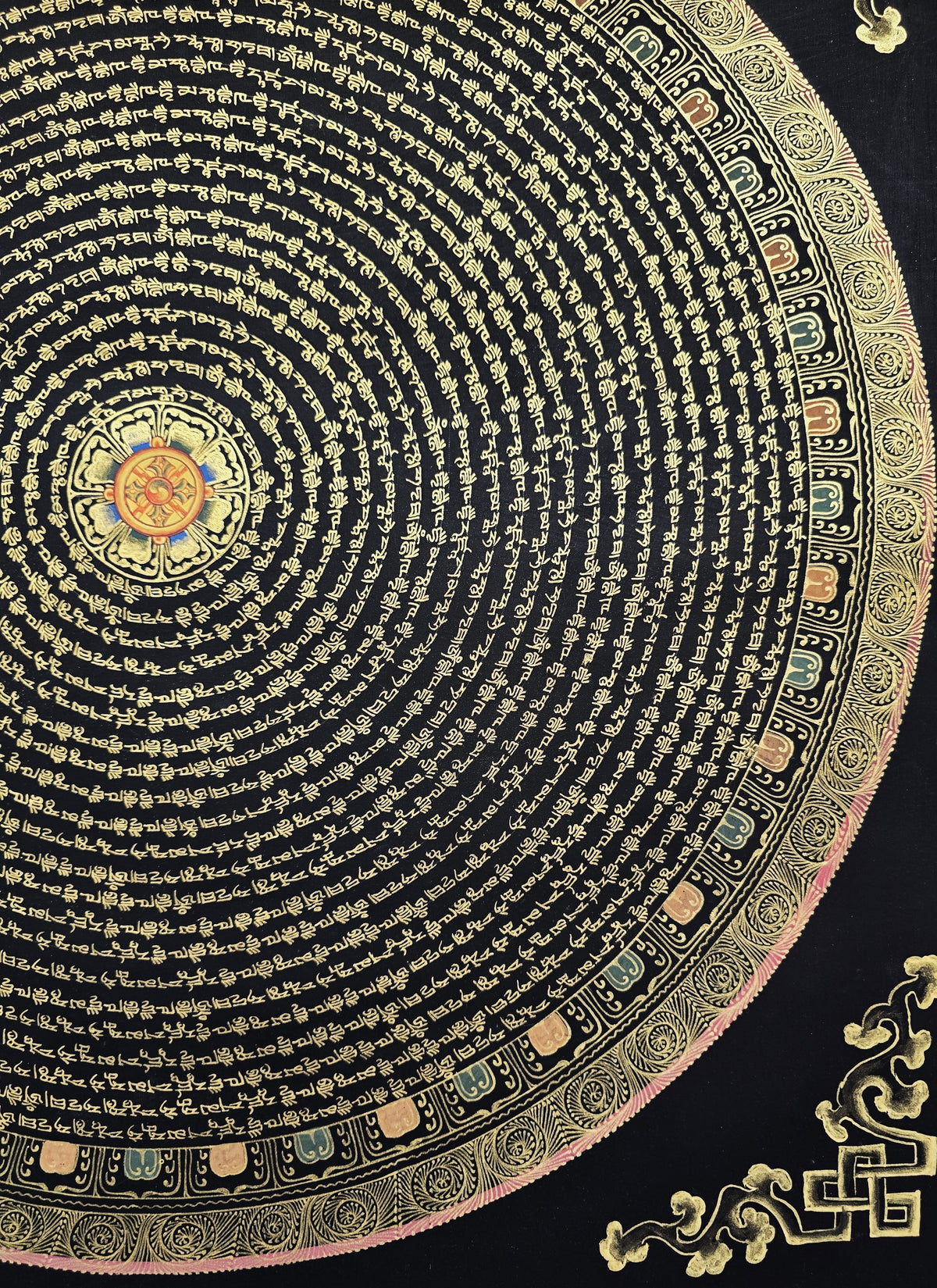 Original Amitbha Buddha Mantra Mandala Hand-Painted Thangka Painting