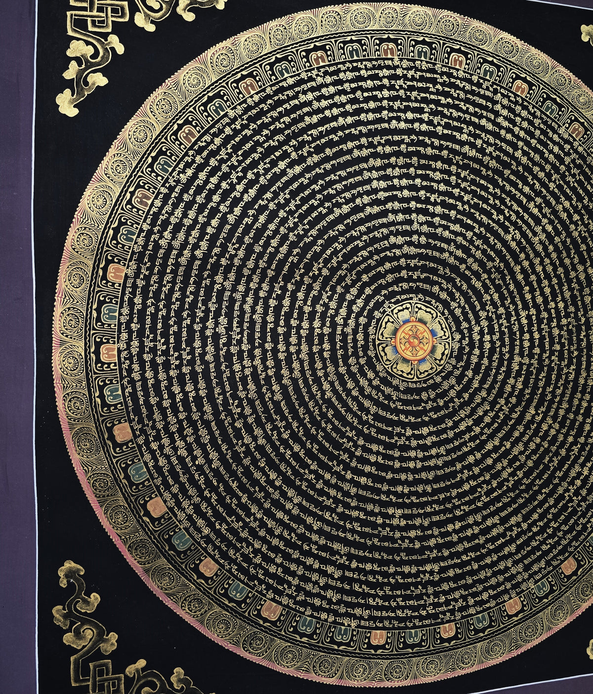 Original Amitbha Buddha Mantra Mandala Hand-Painted Thangka Painting