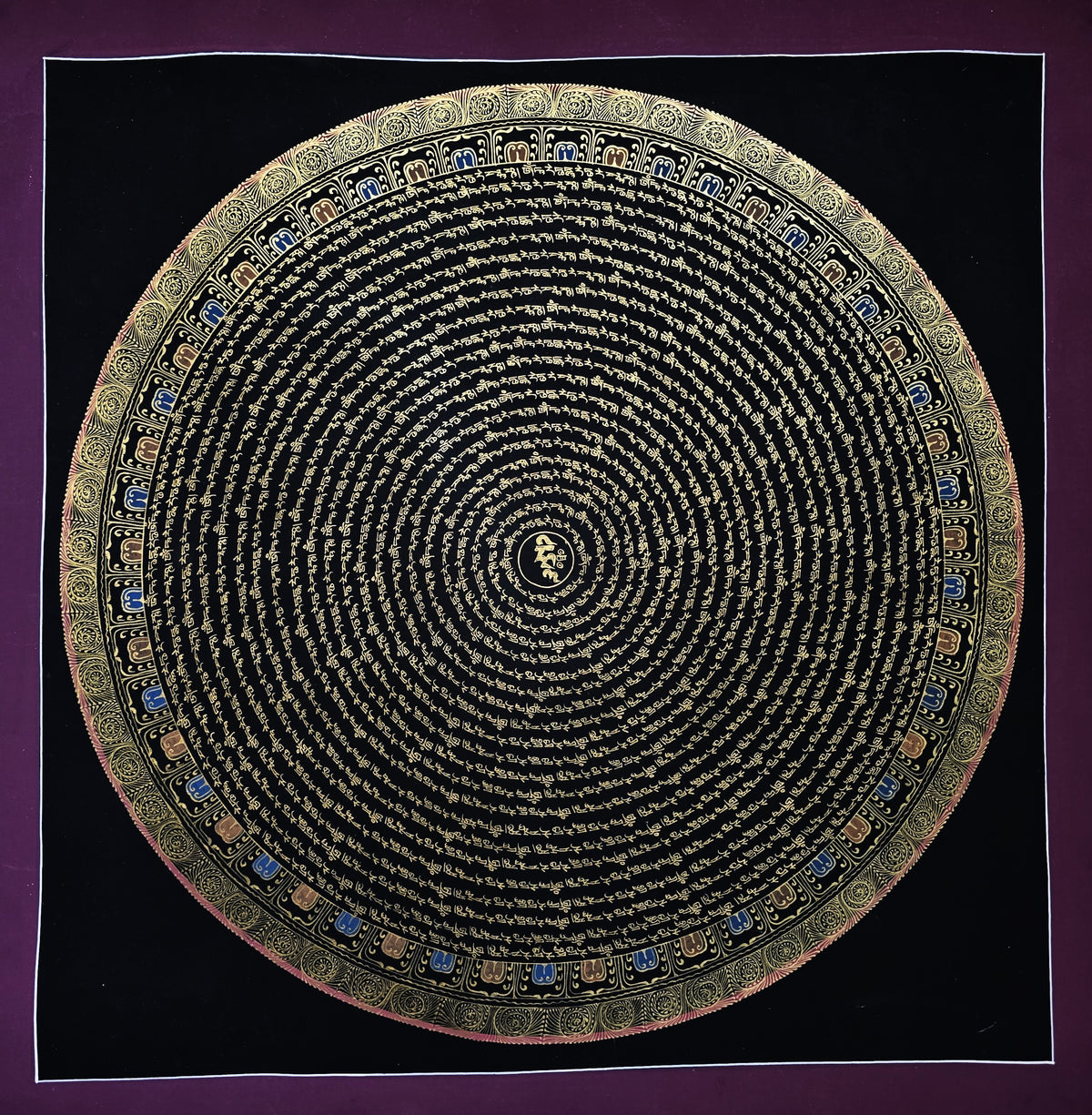 Original Green Tara Mantra Mandala Hand-Painted Thangka Painting