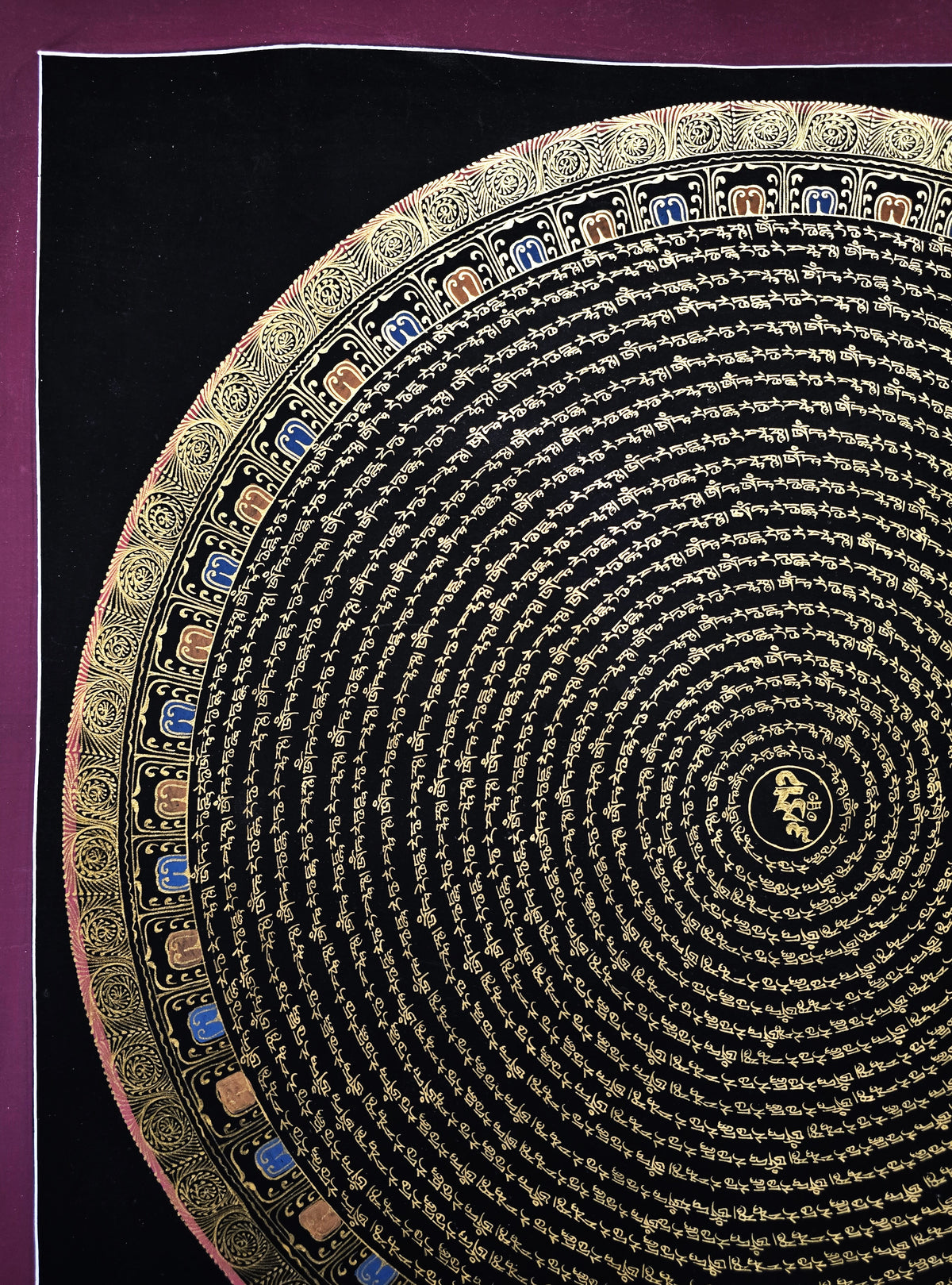 Original Green Tara Mantra Mandala Hand-Painted Thangka Painting