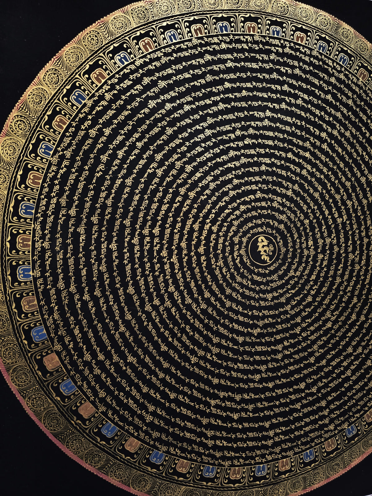 Original Green Tara Mantra Mandala Hand-Painted Thangka Painting